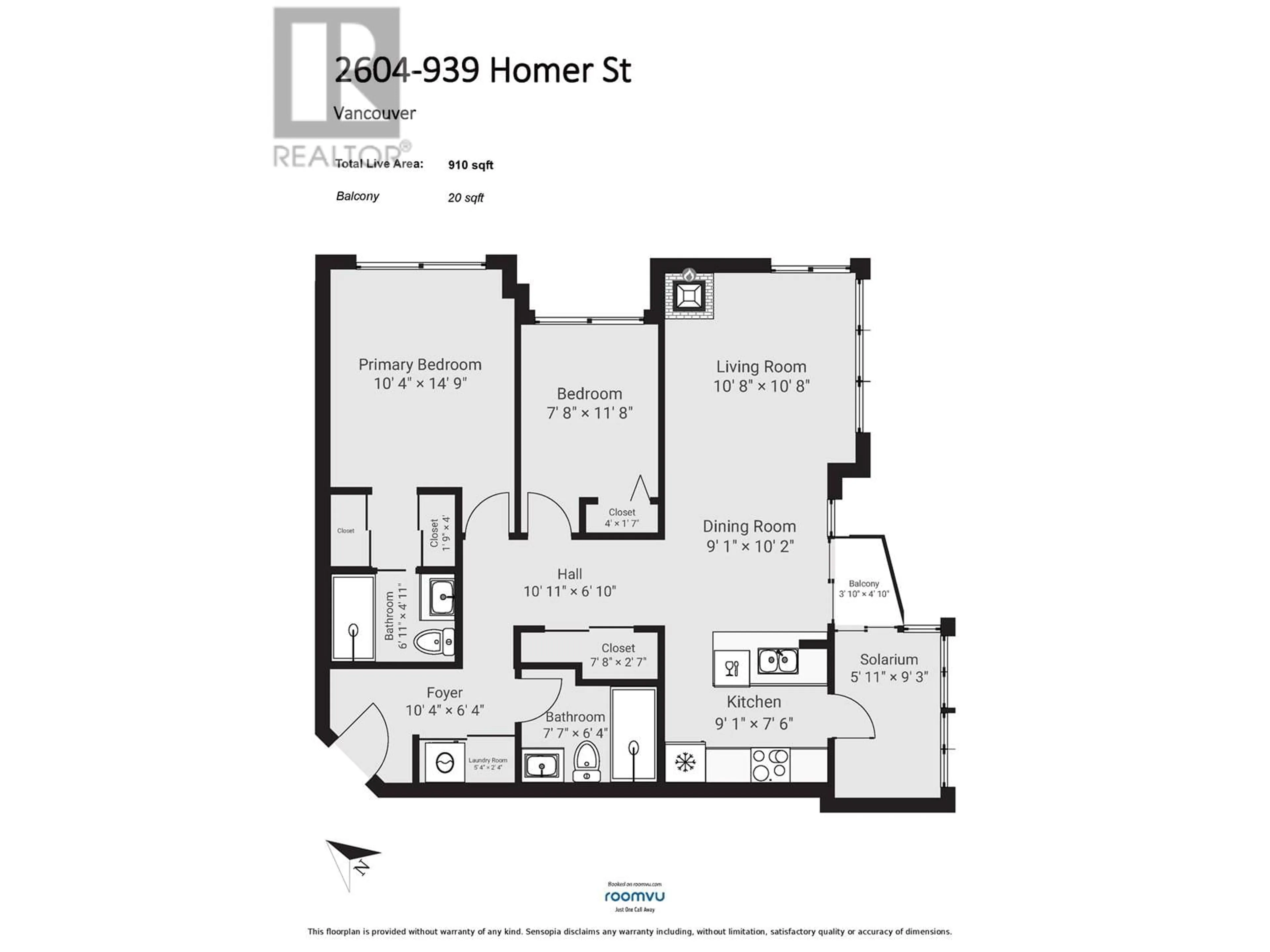 Floor plan for 2604 939 HOMER STREET, Vancouver British Columbia V6B2W6