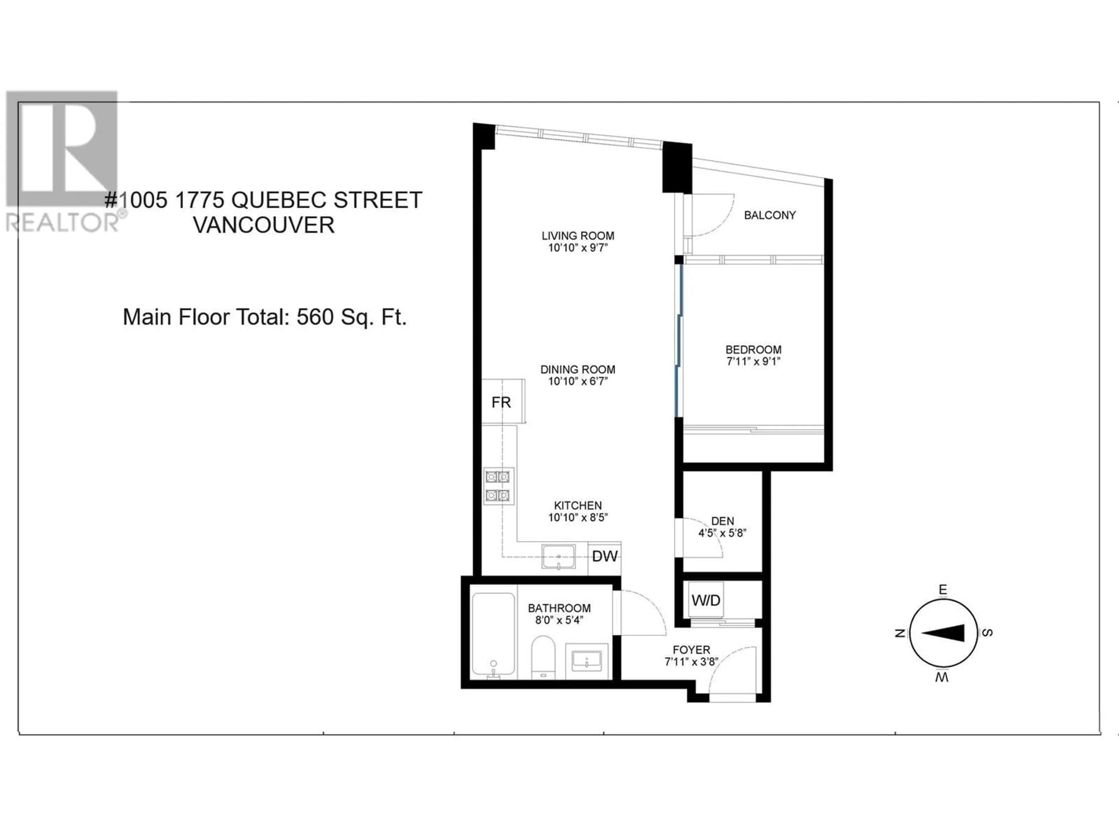 Floor plan for 1005 1775 QUEBEC STREET, Vancouver British Columbia V5T0E3