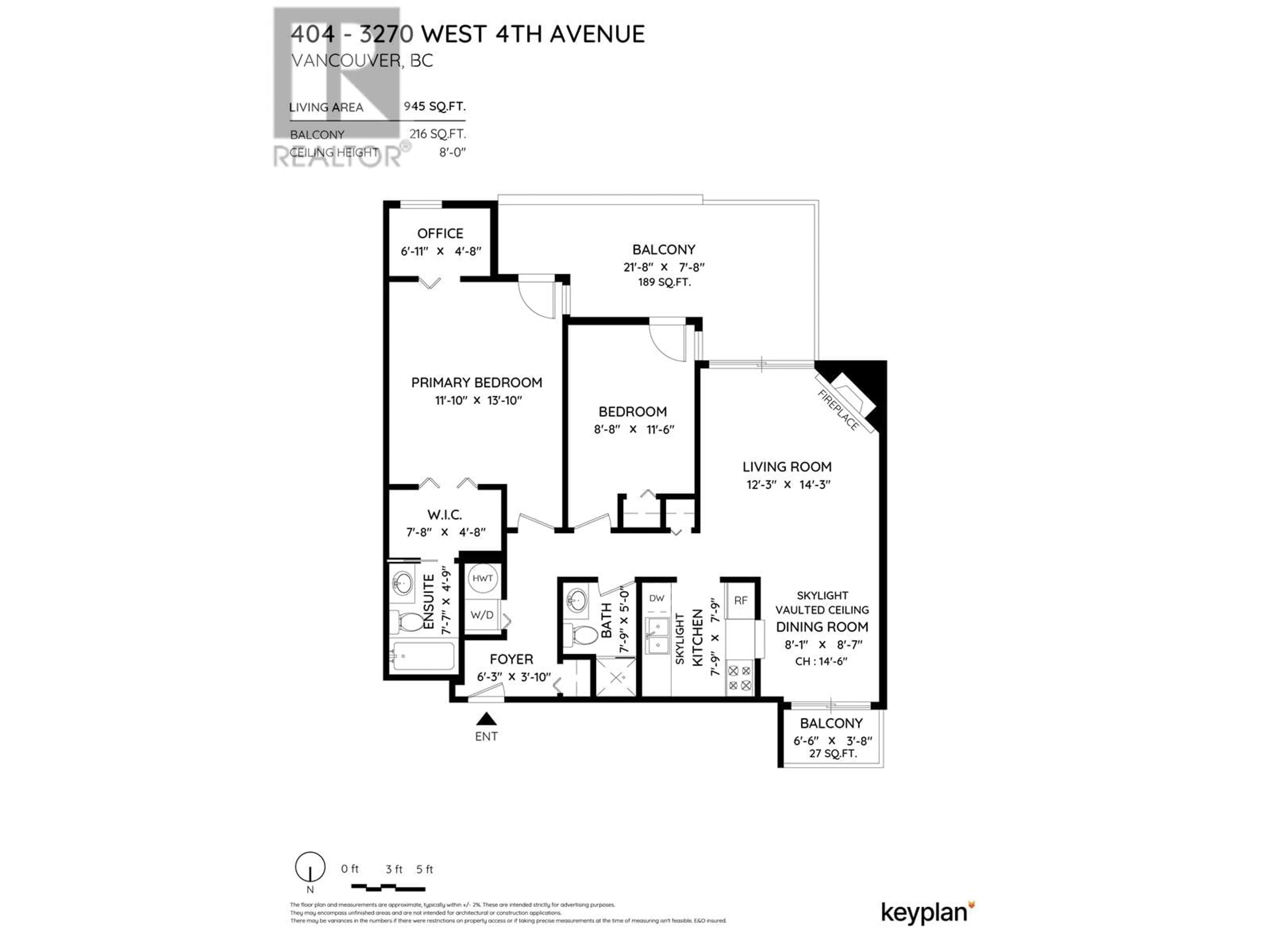 Floor plan for 404 3270 W 4TH AVENUE, Vancouver British Columbia V6K1R9