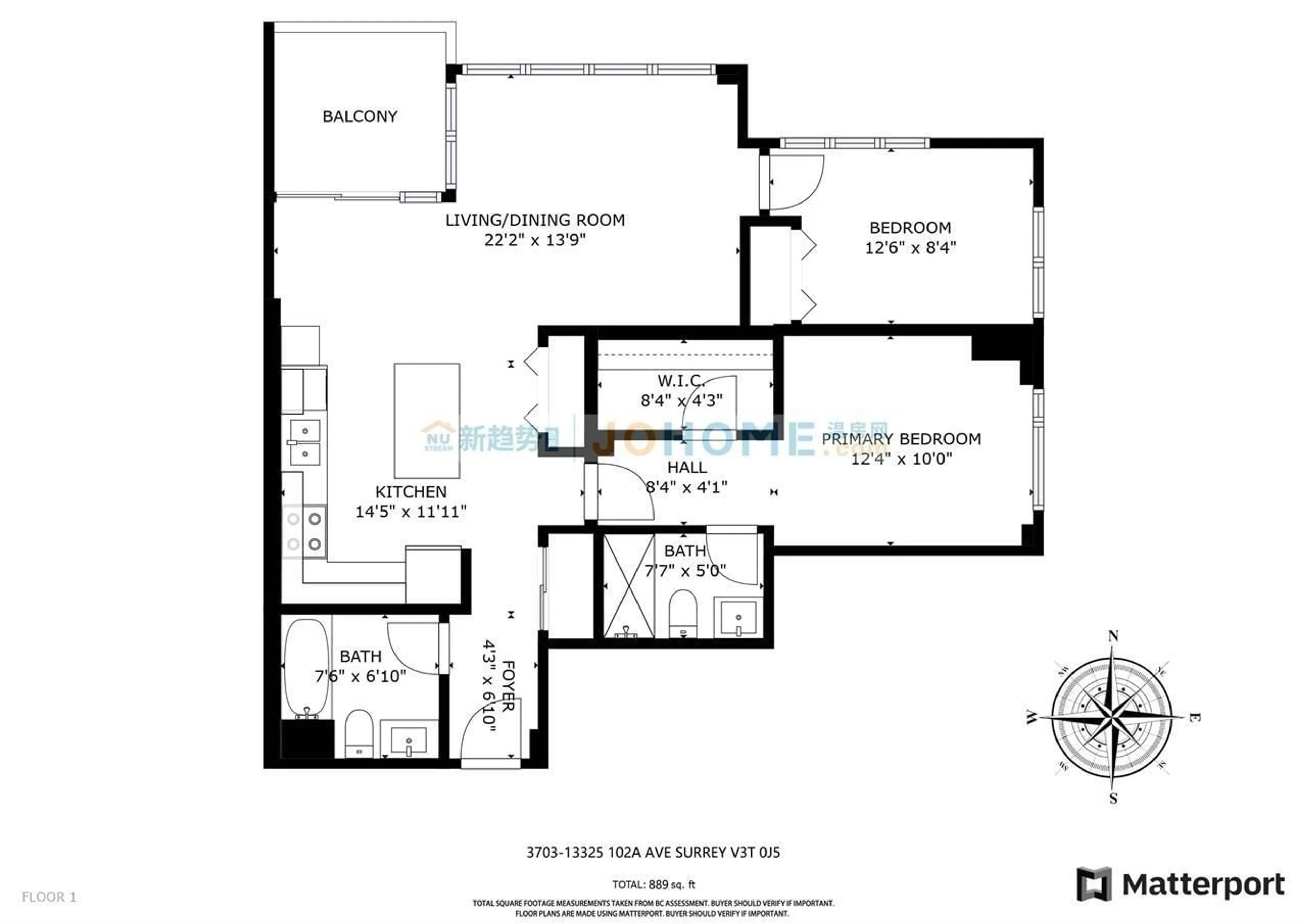 Floor plan for 3703 13325 102A AVENUE, Surrey British Columbia V3T0J5