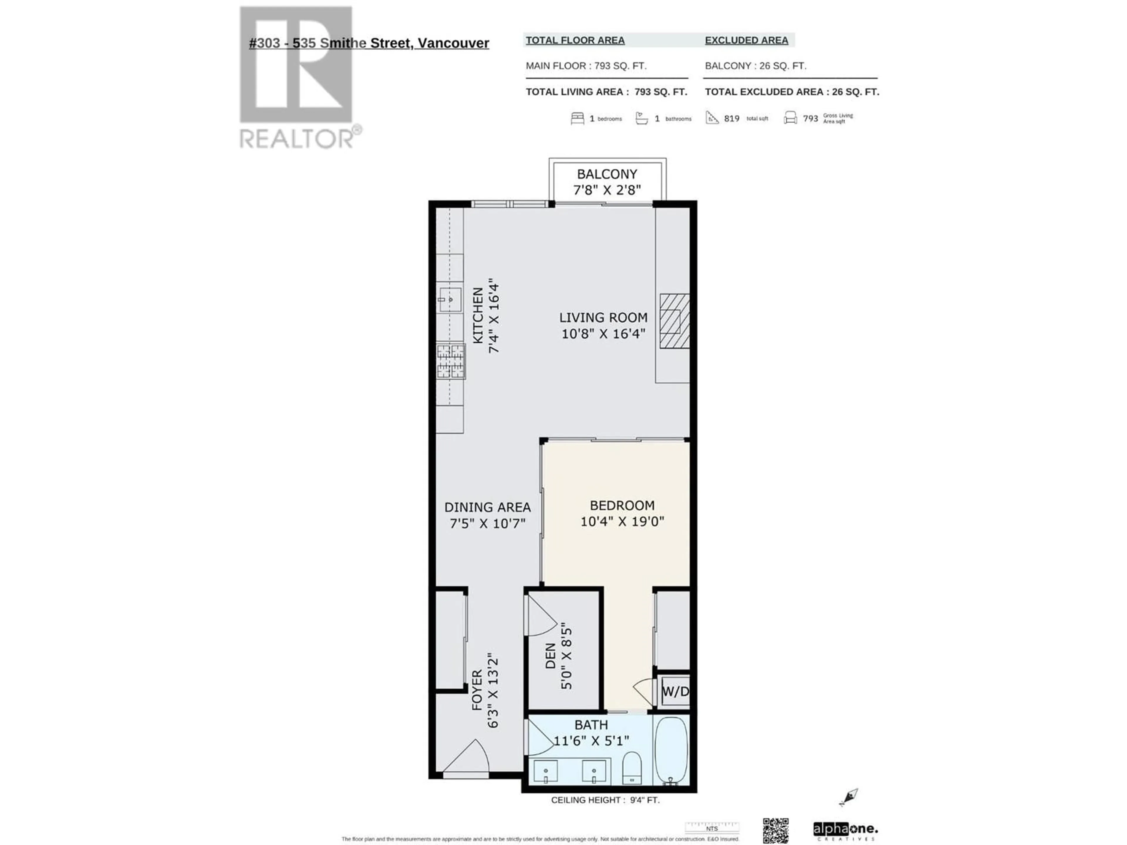 Floor plan for 303 535 SMITHE STREET, Vancouver British Columbia V6B0H2