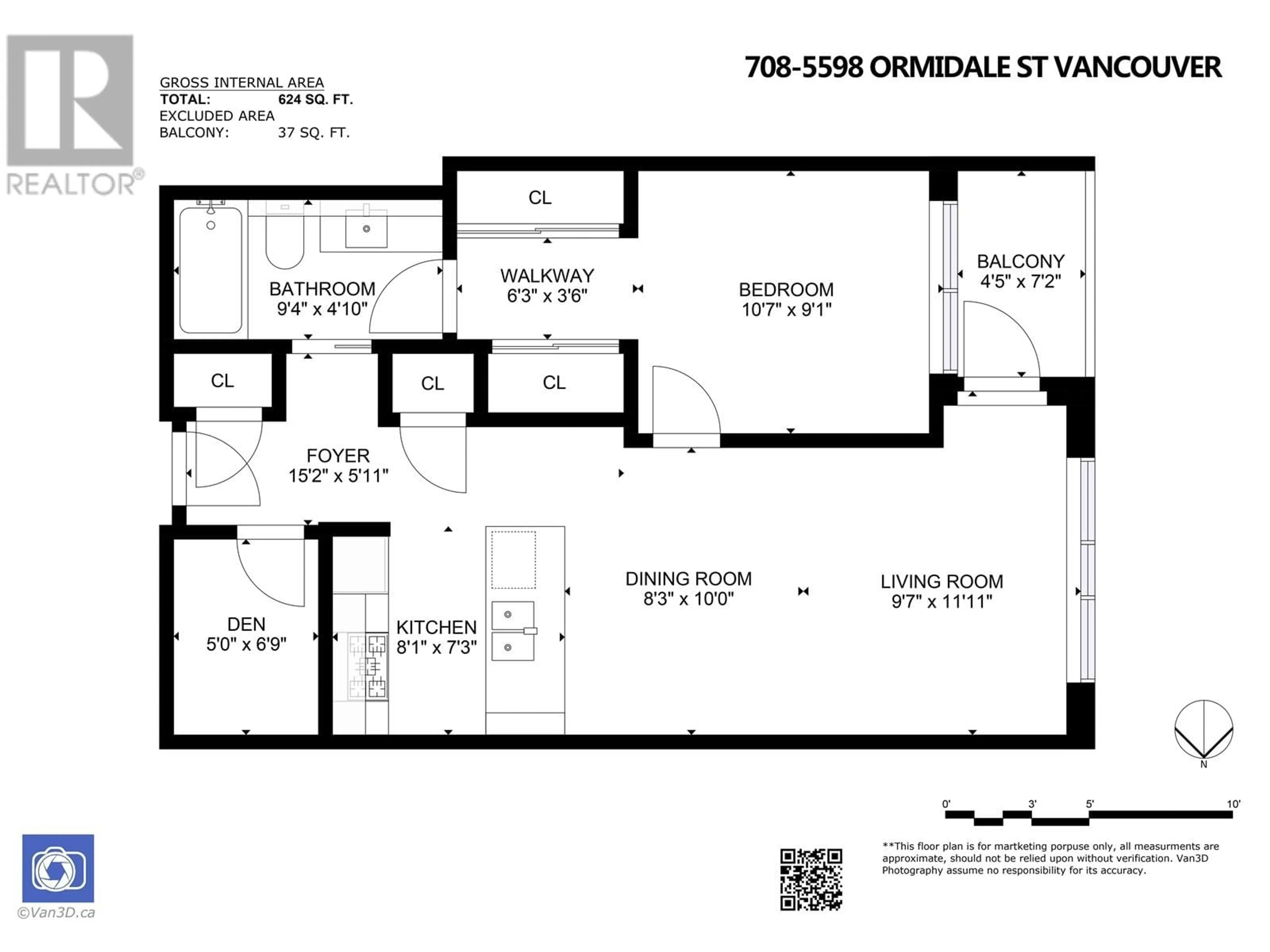 Floor plan for 708 5598 ORMIDALE STREET, Vancouver British Columbia V5R0E5