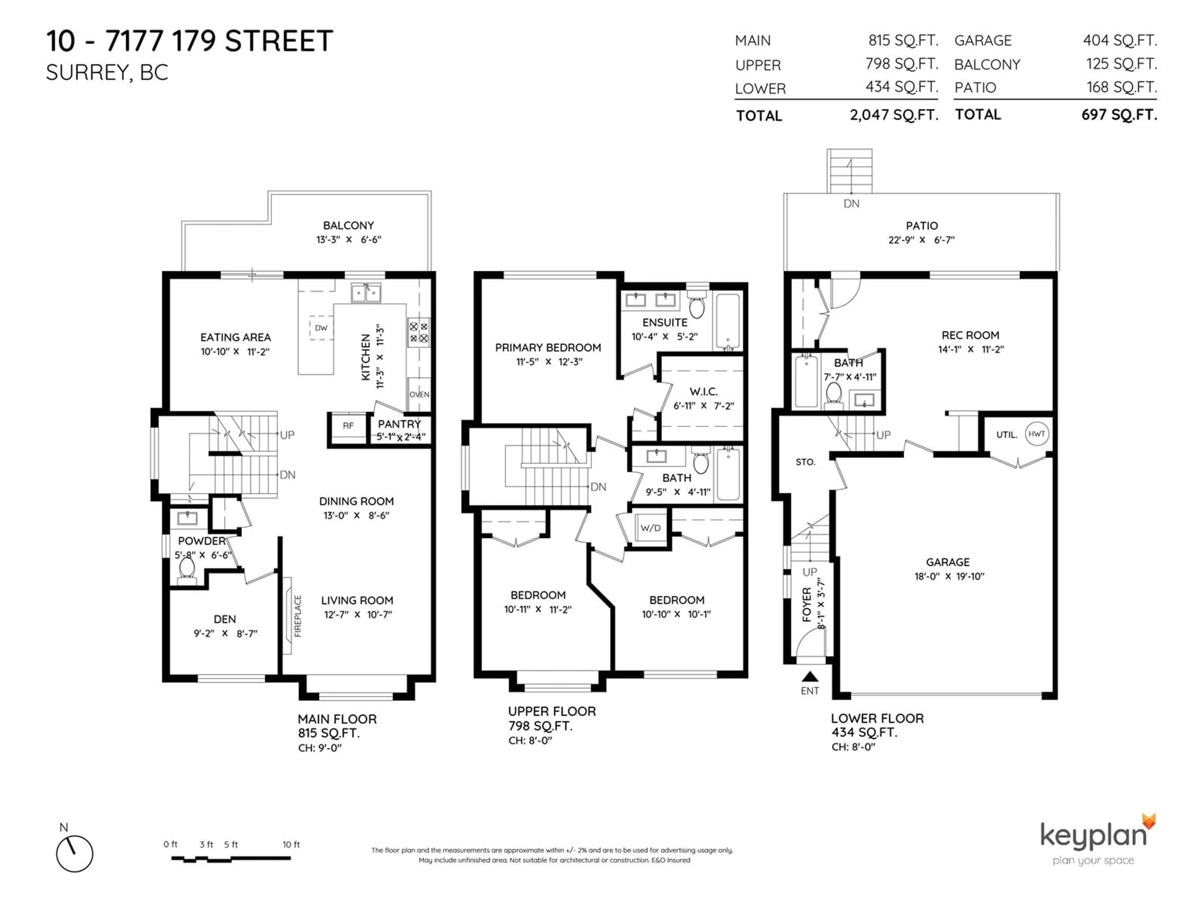Floor plan for 10 7177 179 STREET, Surrey British Columbia V3S8C5
