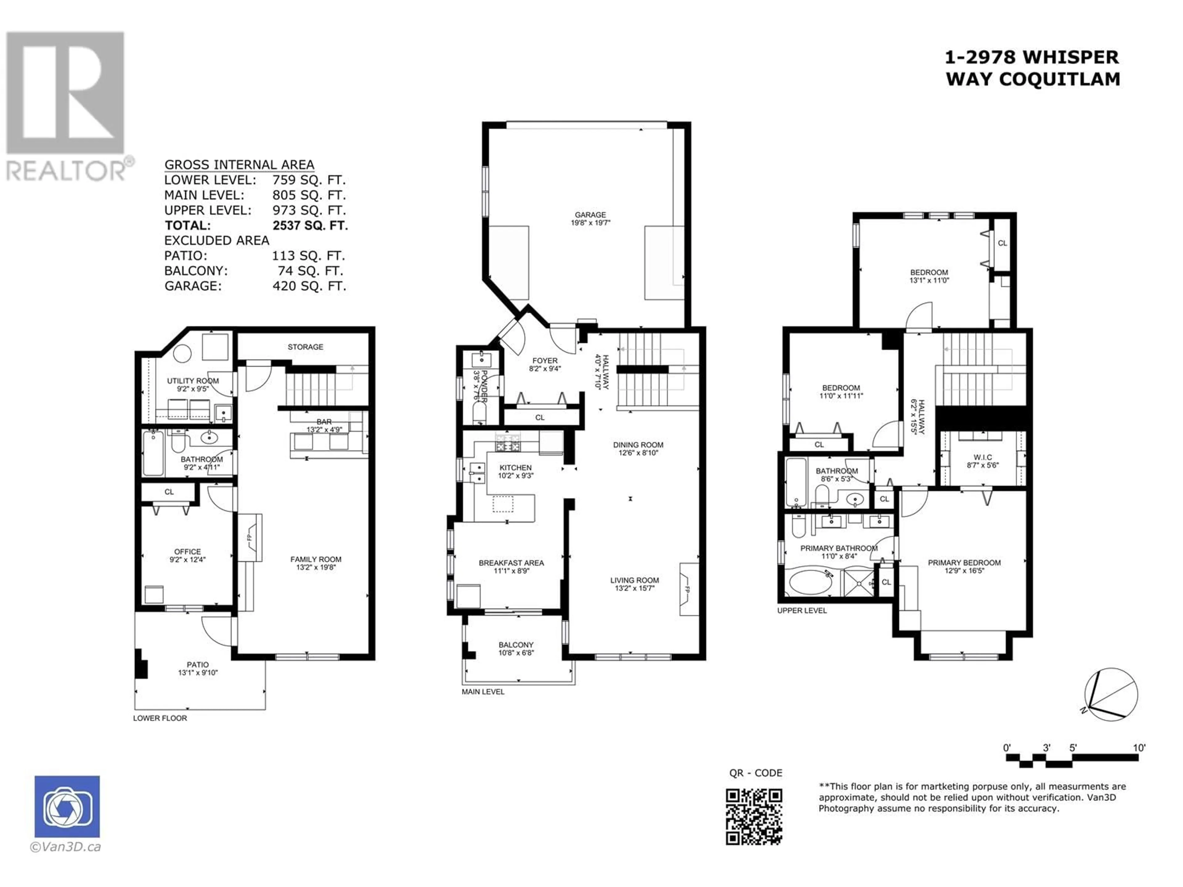 Floor plan for 1 2978 WHISPER WAY, Coquitlam British Columbia V3E3R8