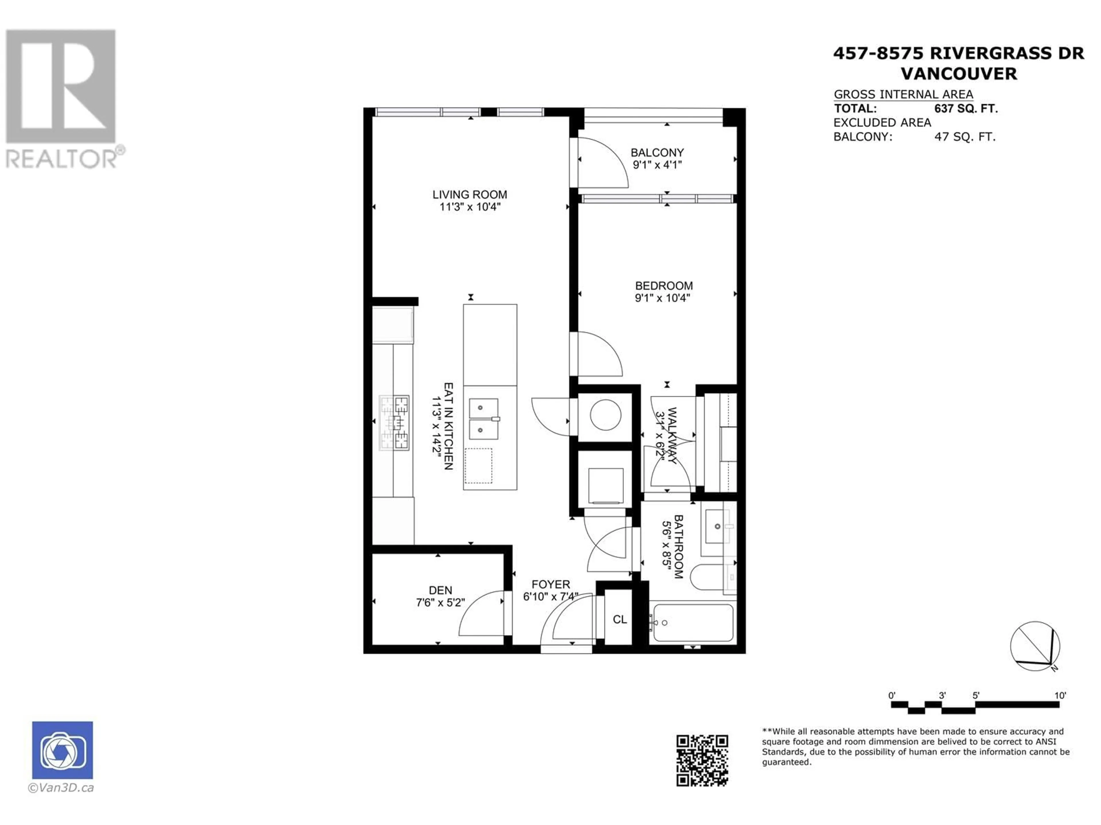 Floor plan for 457 8575 RIVERGRASS DRIVE, Vancouver British Columbia V5S0J7