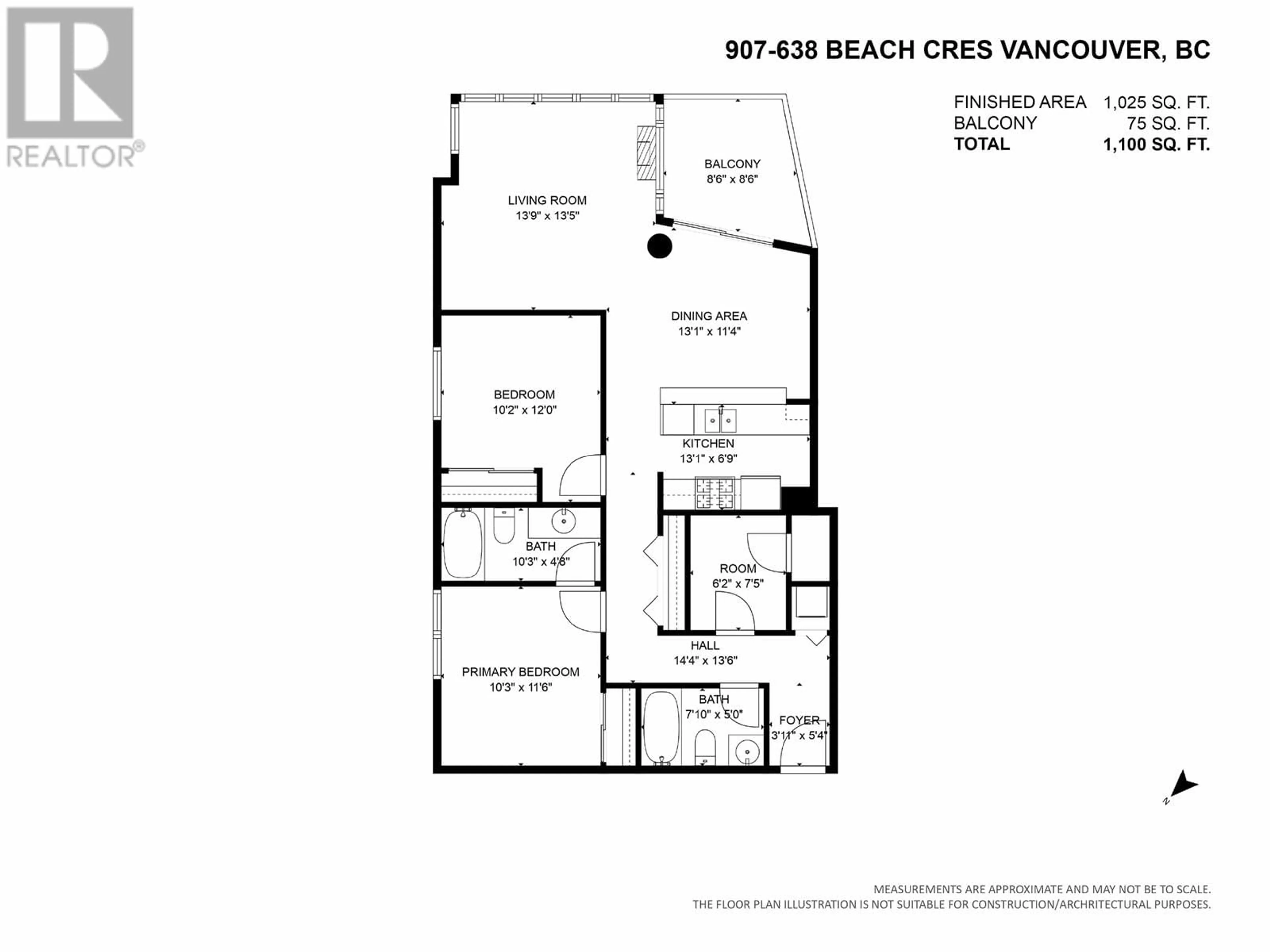 Floor plan for 907 638 BEACH CRESCENT, Vancouver British Columbia V6Z3H4