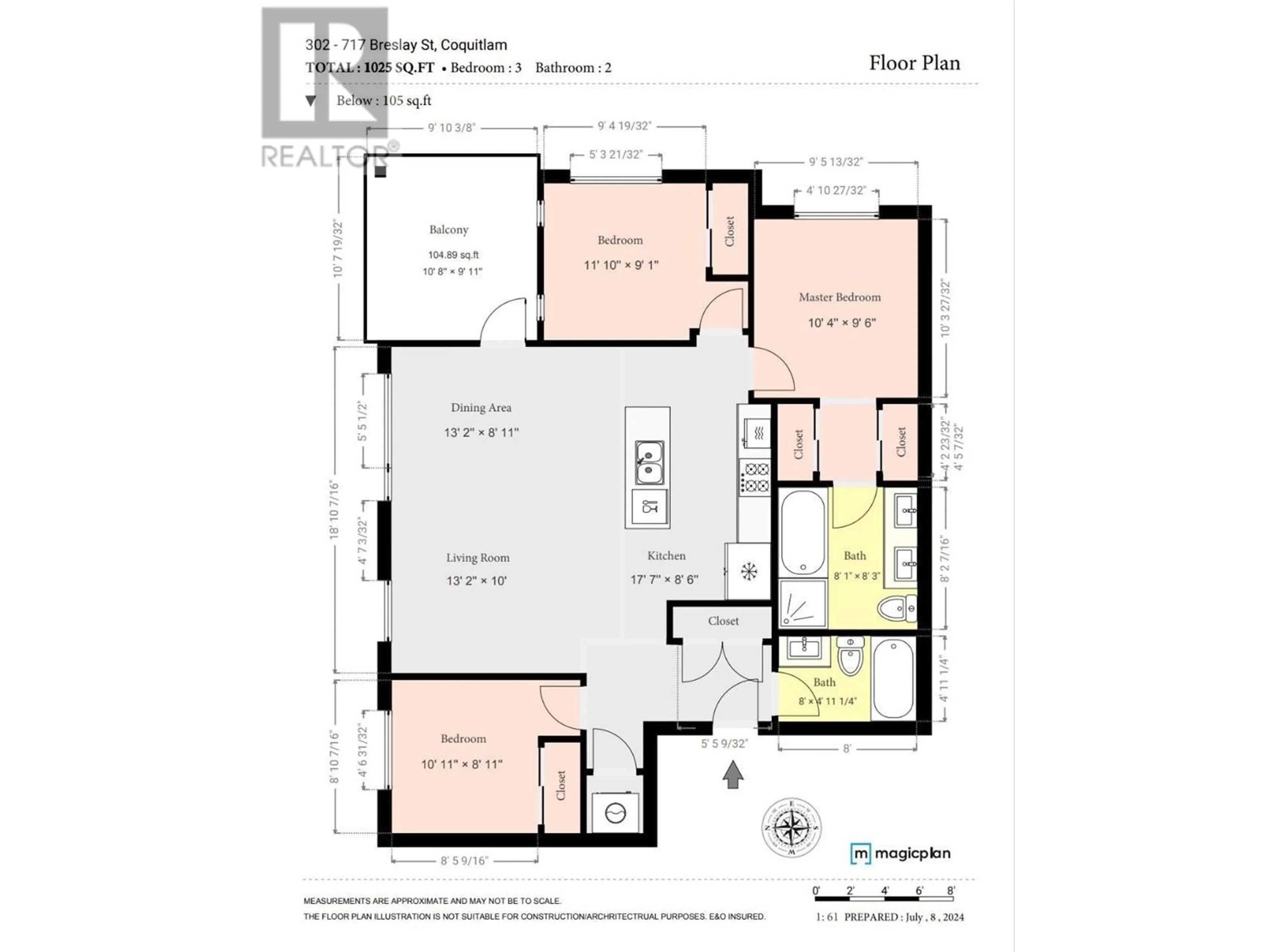 Floor plan for 302 717 BRESLAY STREET, Coquitlam British Columbia V3J0J3