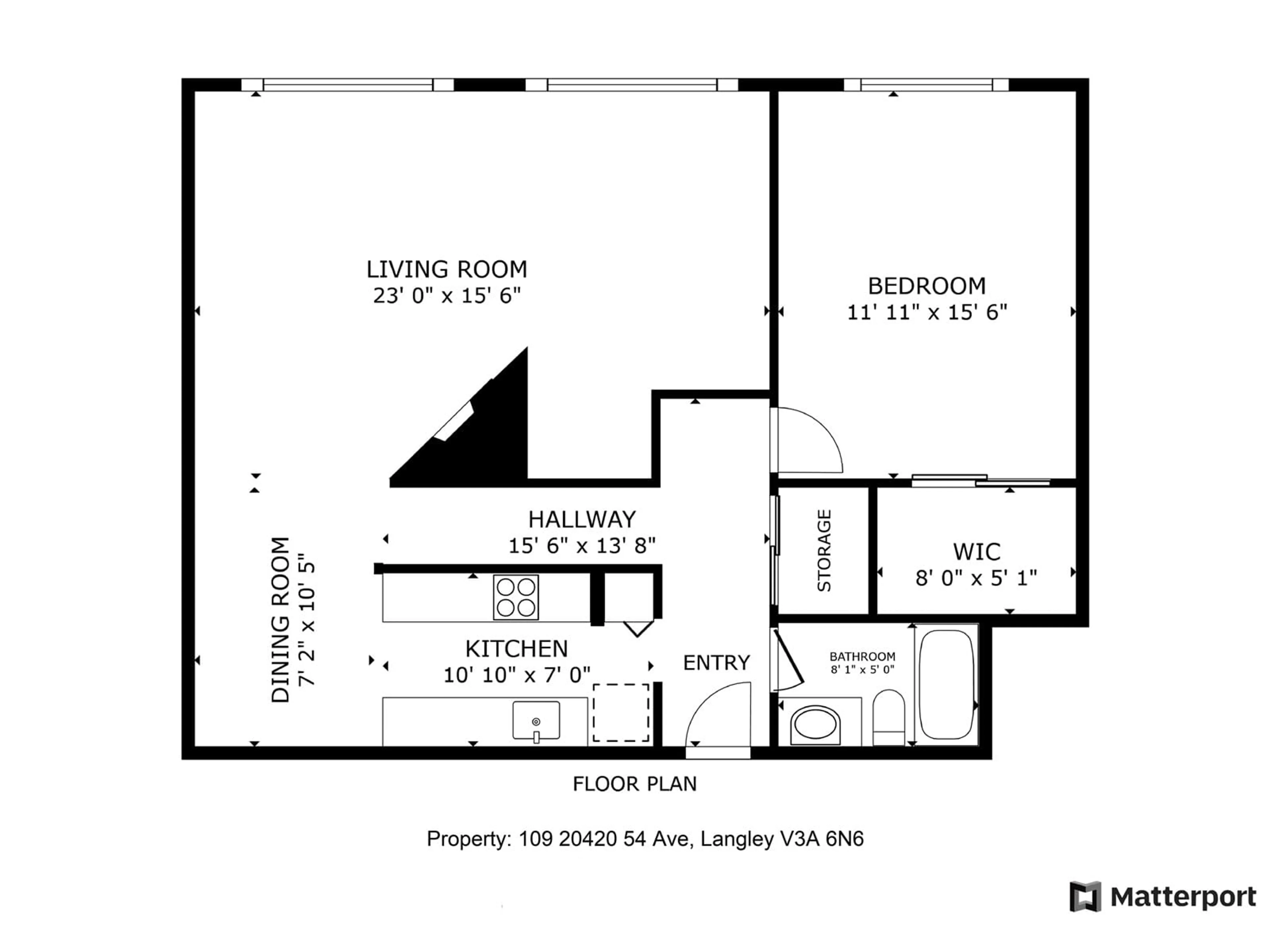 Floor plan for 109 20420 54 AVENUE, Langley British Columbia V3A6N6