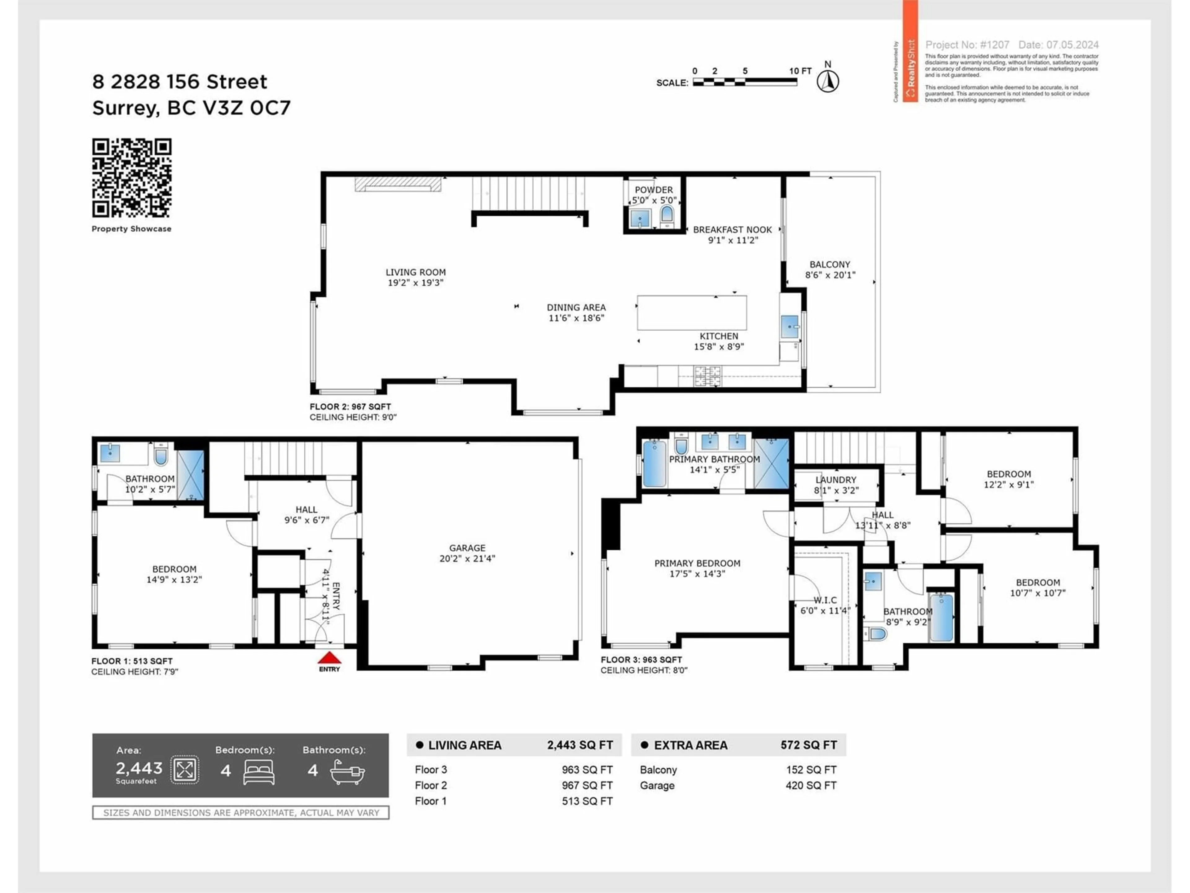 Floor plan for 8 2828 156 STREET, Surrey British Columbia V3Z0C7
