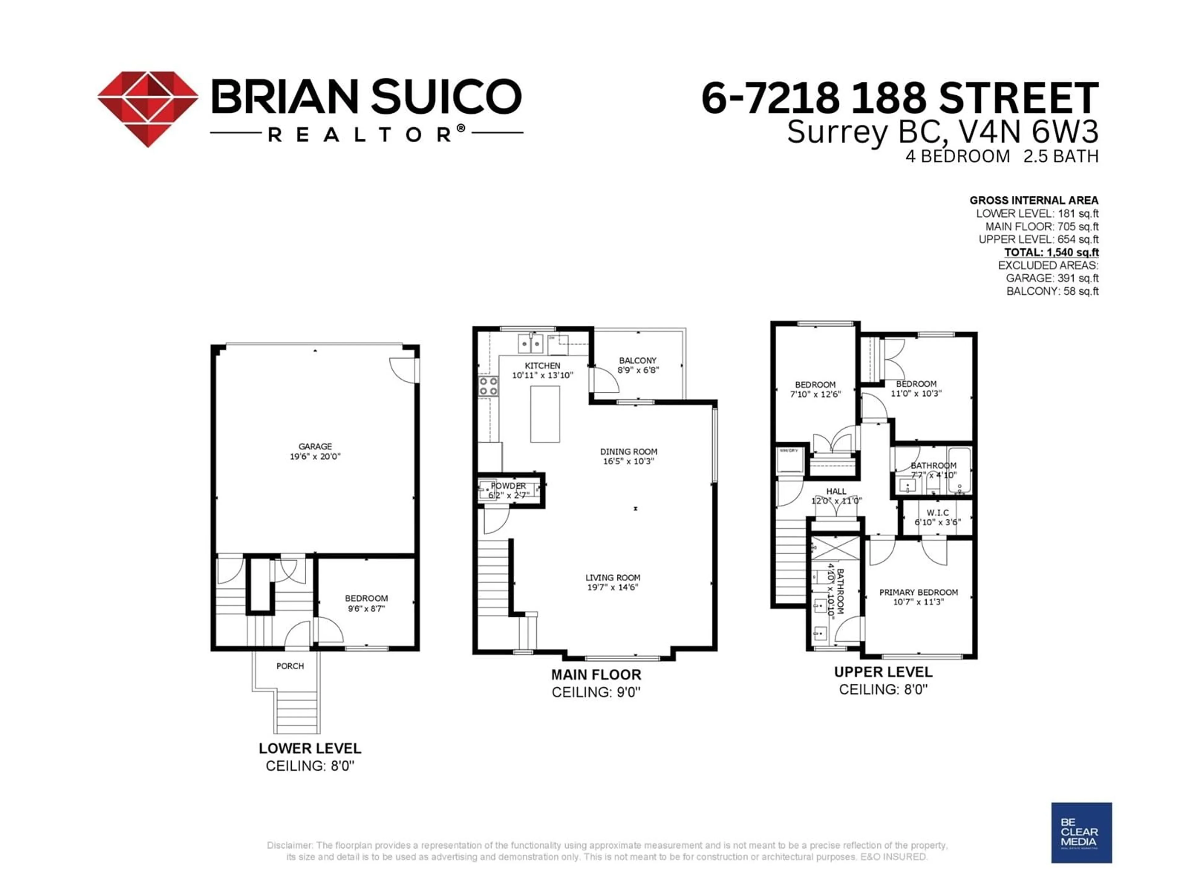 Floor plan for 6 7218 188 STREET, Surrey British Columbia V4N6W3