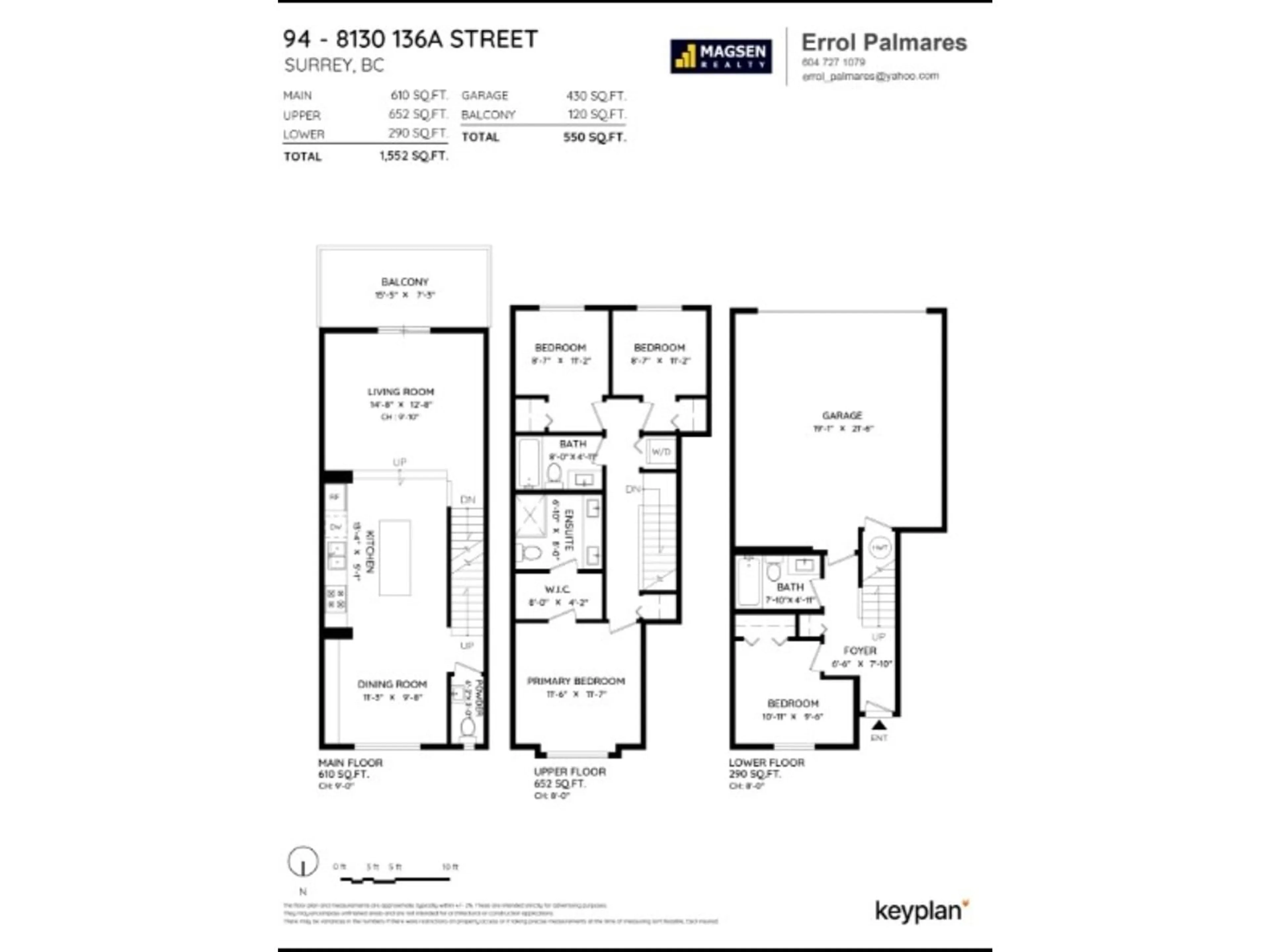 Floor plan for 94 8130 136A STREET, Surrey British Columbia V3W1H9