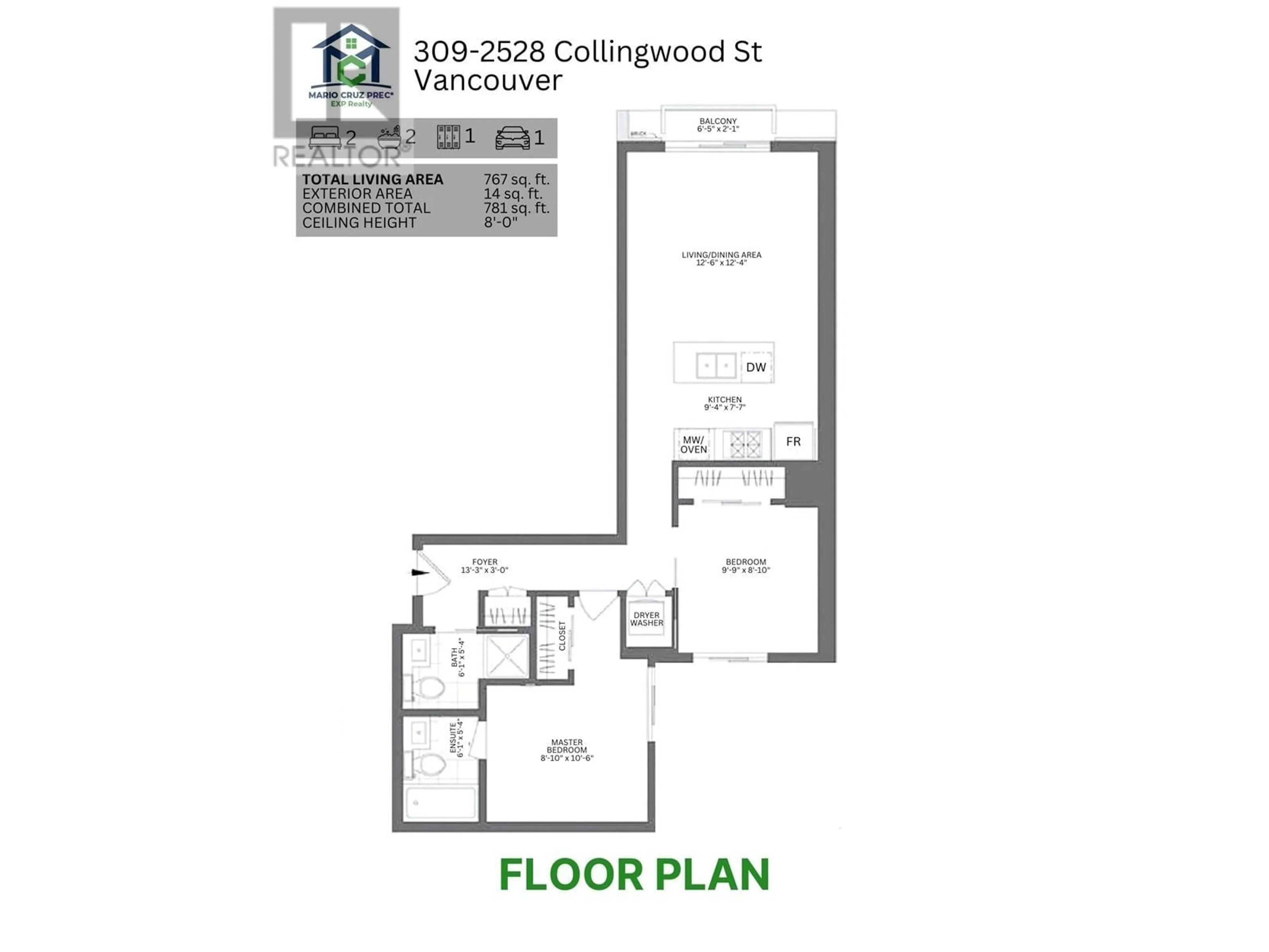 Floor plan for 309 2528 COLLINGWOOD STREET, Vancouver British Columbia V6R0C1