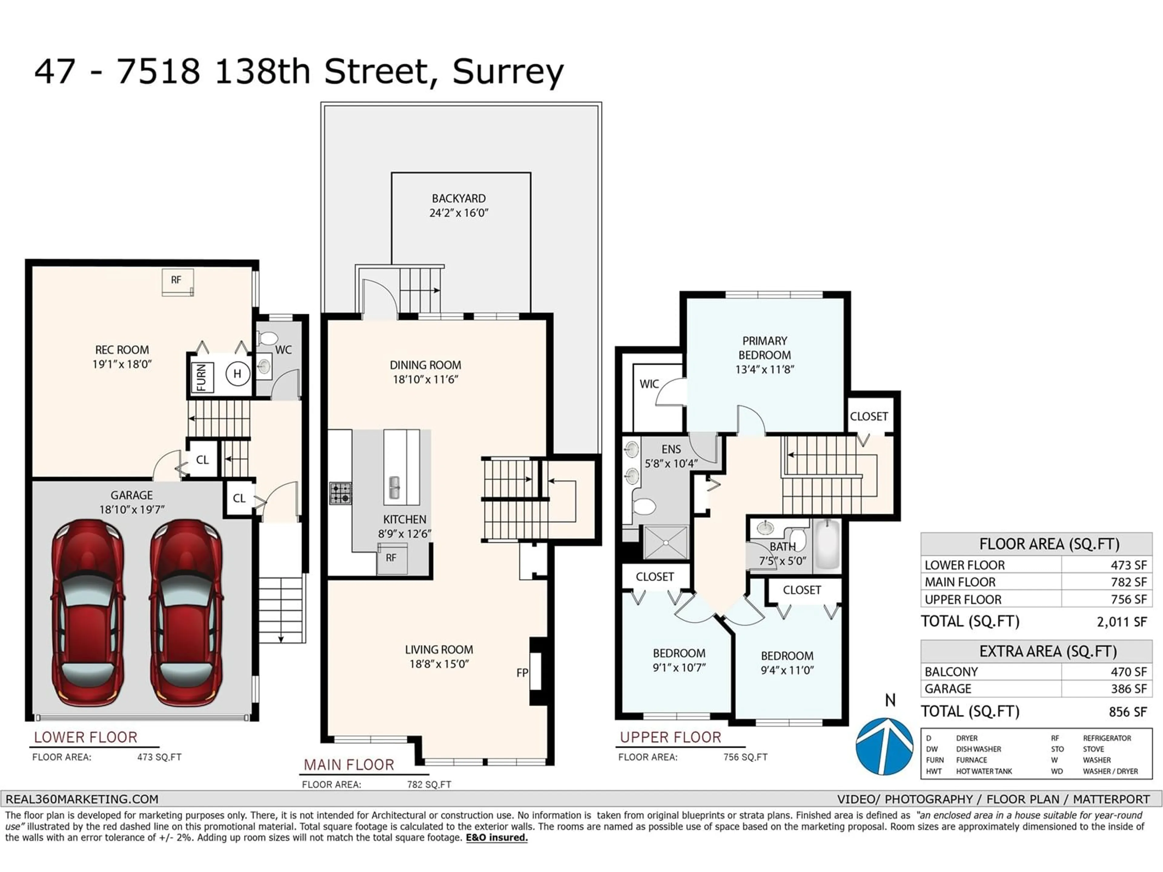 Floor plan for 47 7518 138 STREET, Surrey British Columbia V3W1S1