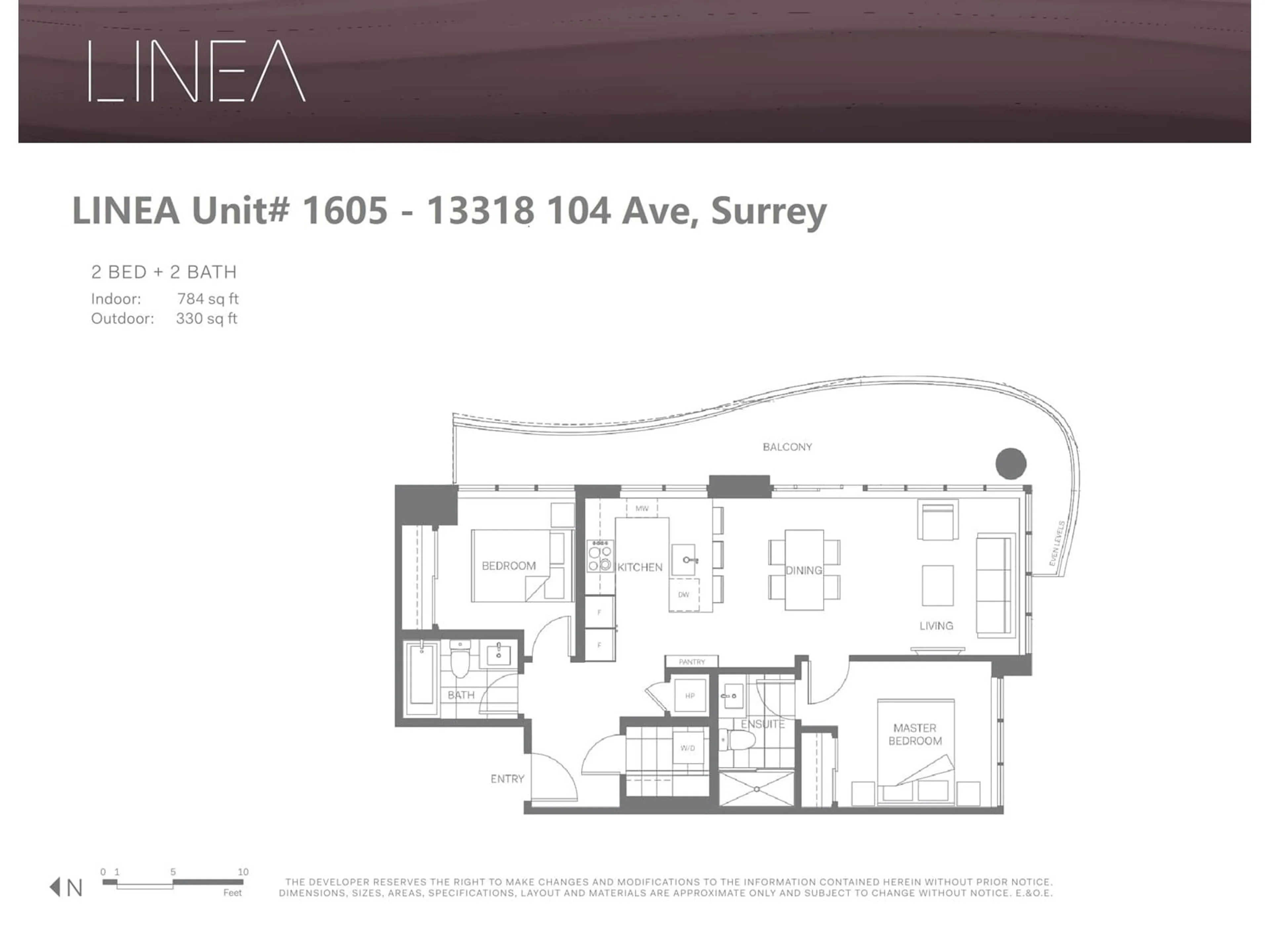 Floor plan for 1605 13318 104 AVENUE, Surrey British Columbia V3T0R2