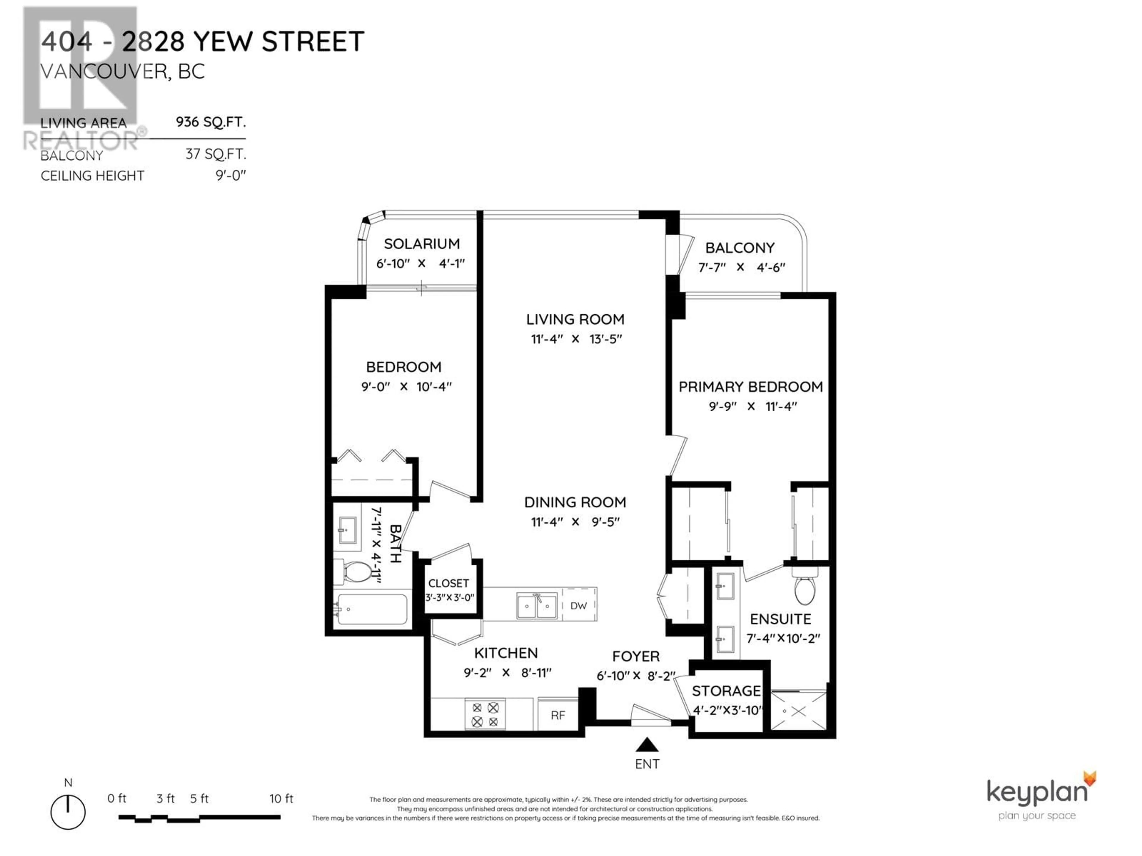 Floor plan for 404 2828 YEW STREET, Vancouver British Columbia V6K4W5