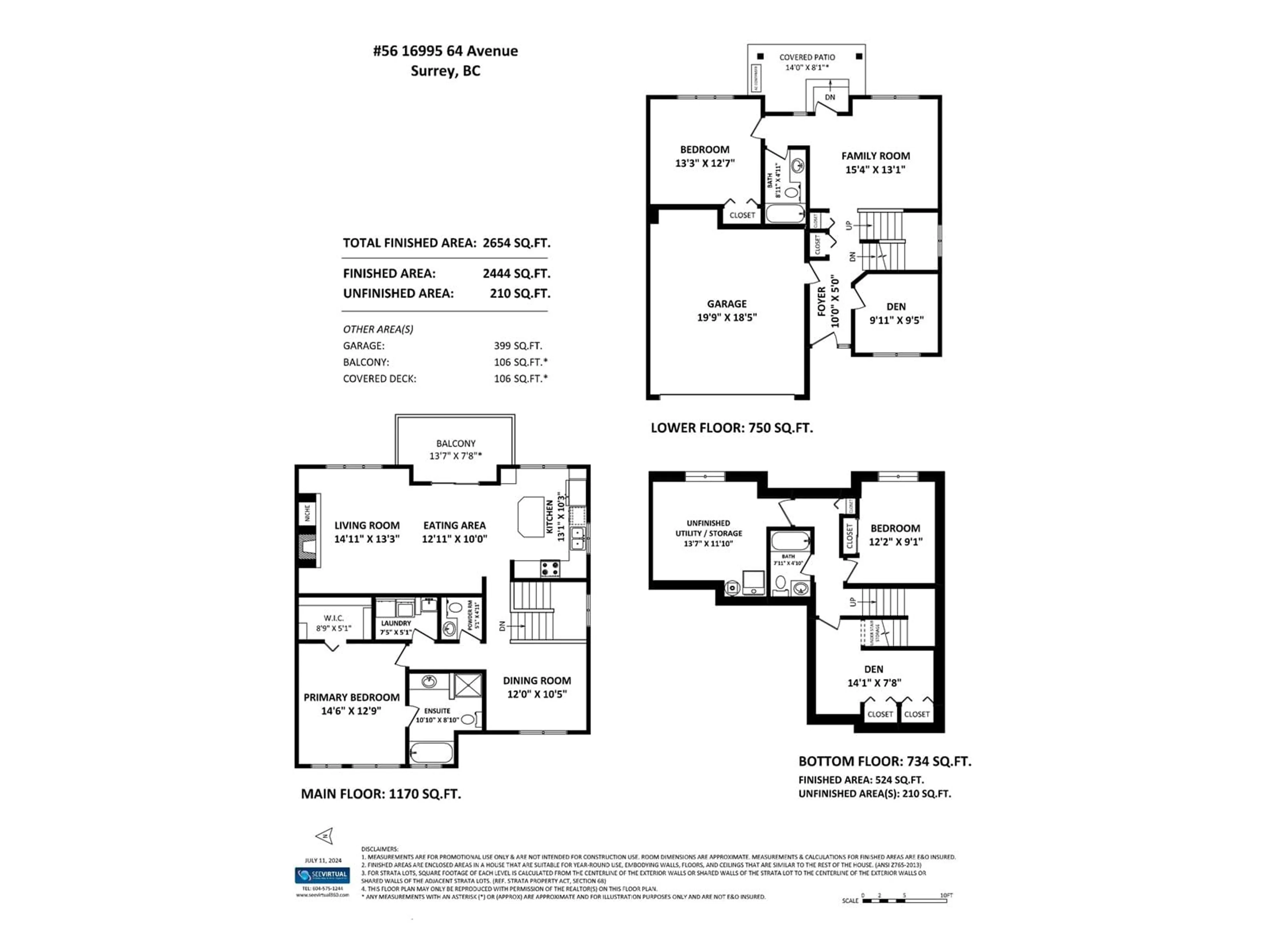 Floor plan for 56 16995 64 AVENUE, Surrey British Columbia V3S0V9