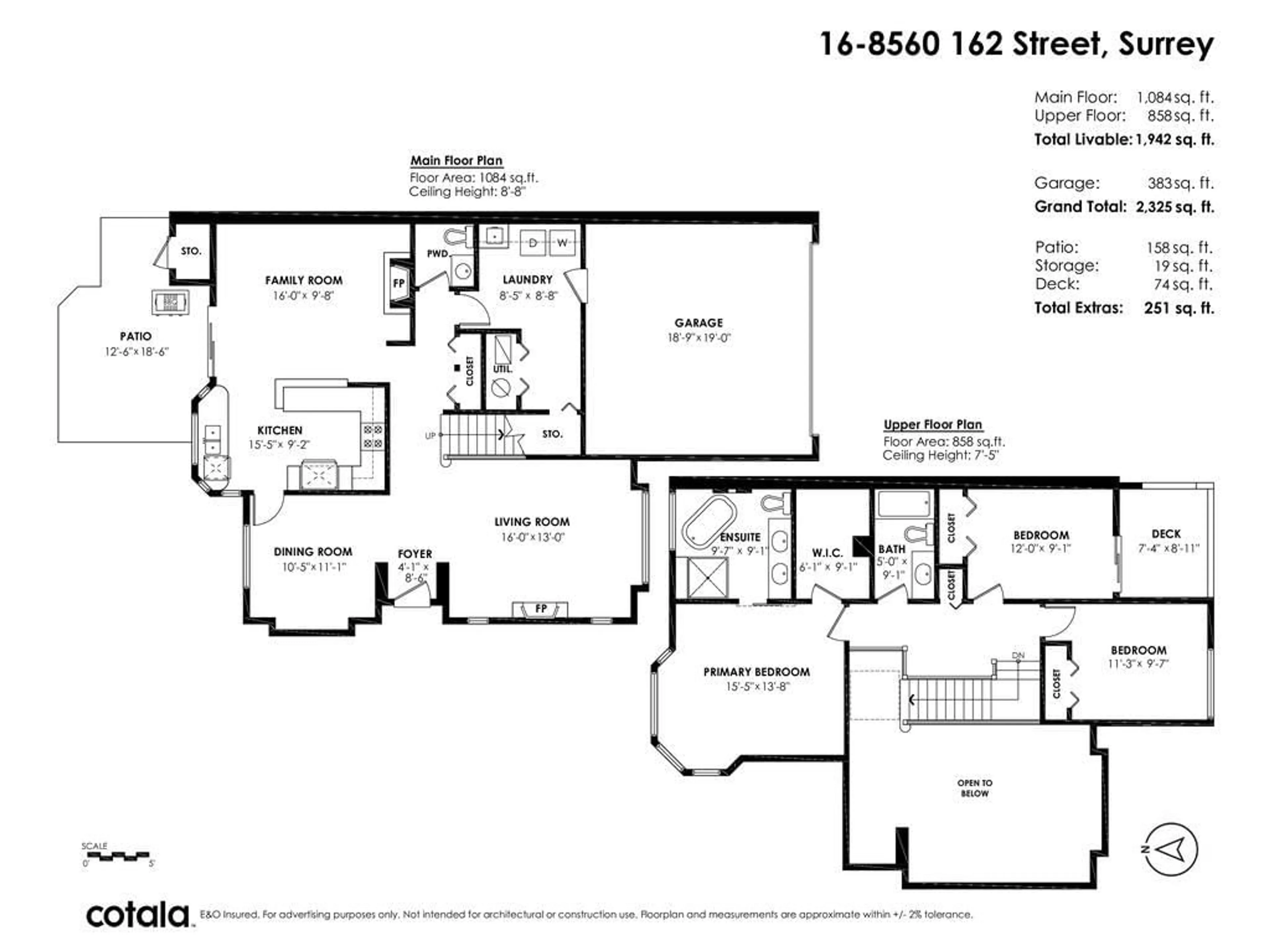 Floor plan for 16 8560 162 STREET, Surrey British Columbia V4N1B4