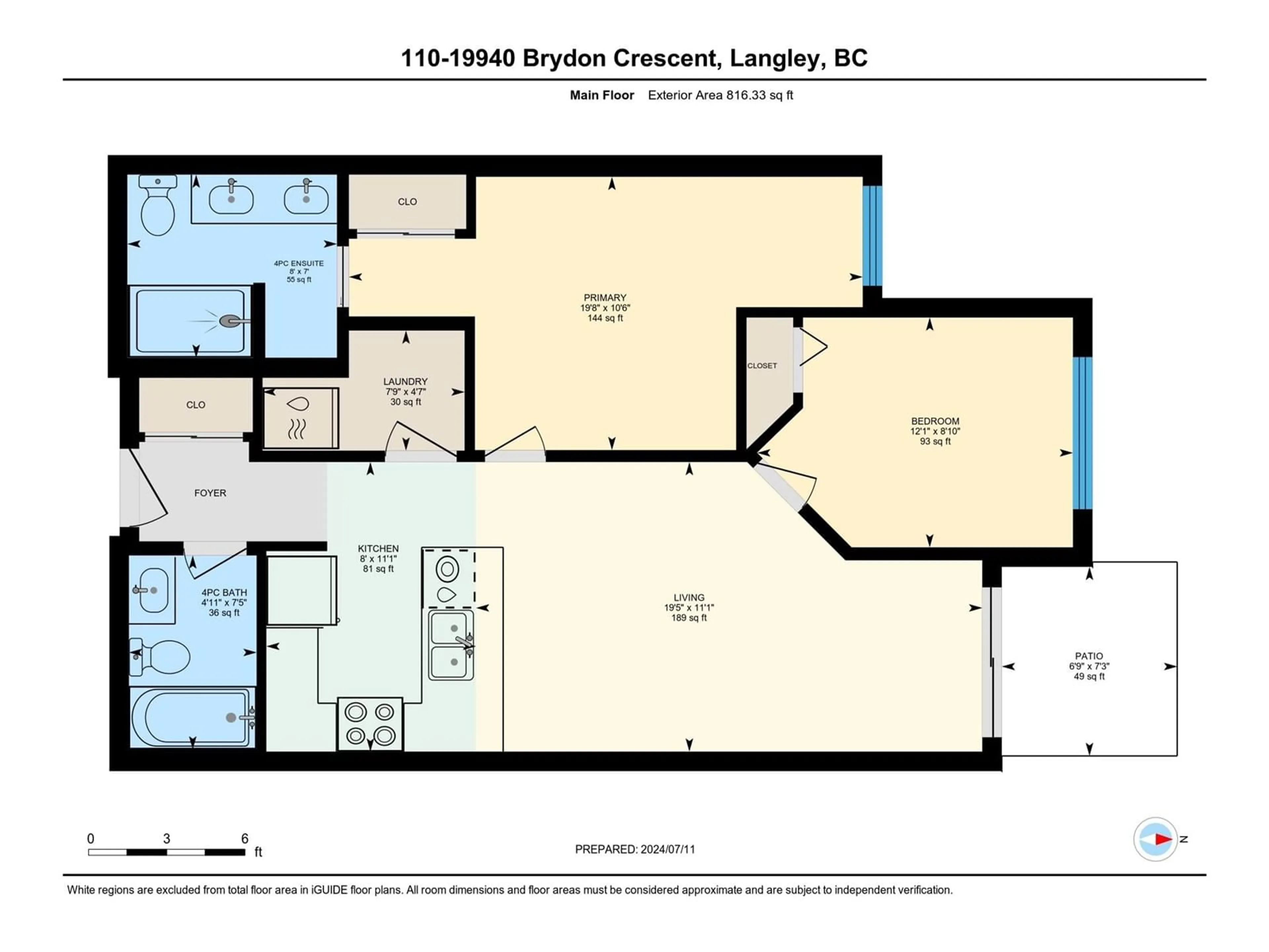 Floor plan for 110 19940 BRYDON CRESCENT, Langley British Columbia V3A4A5