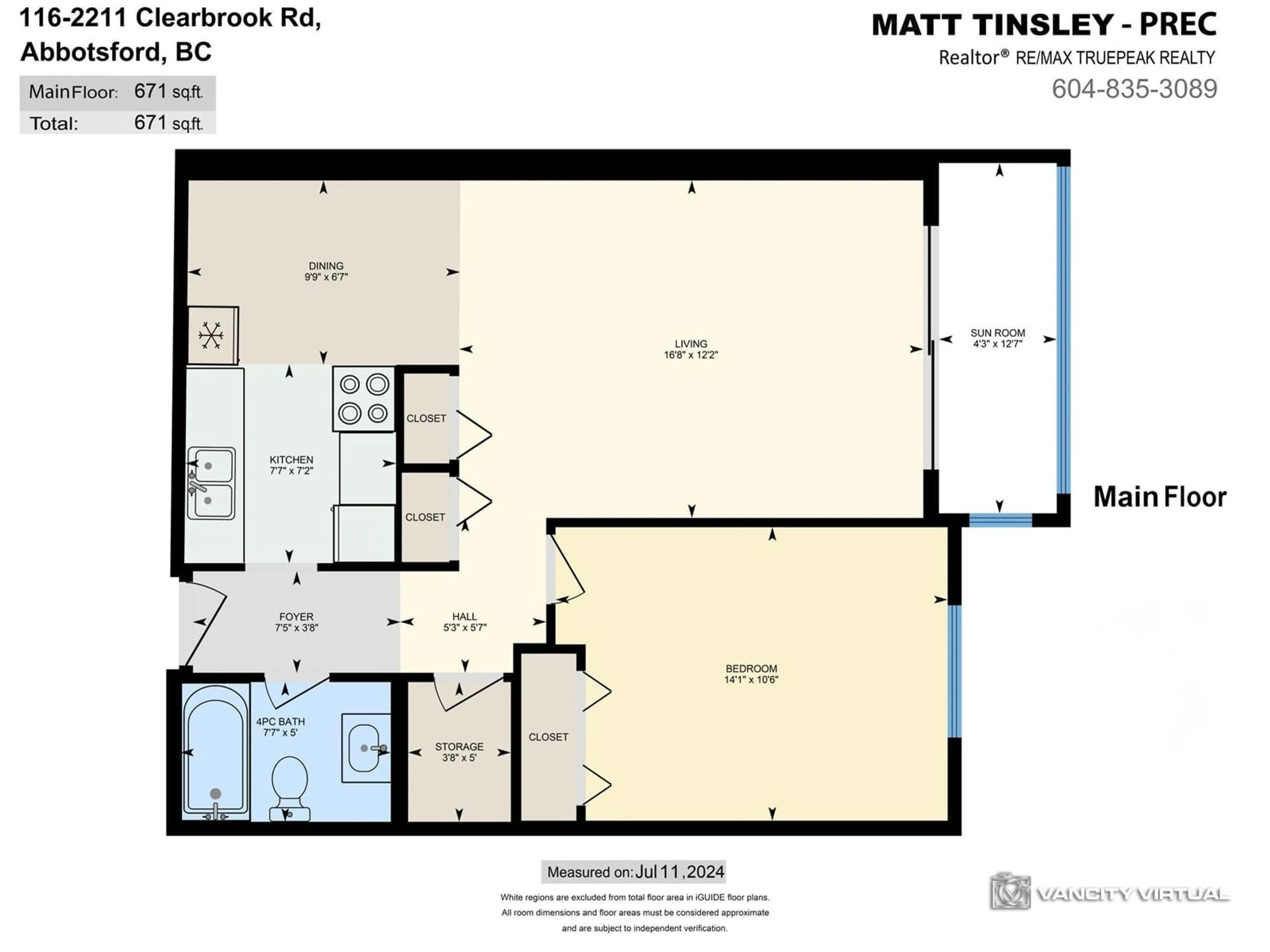 Floor plan for 116 2211 CLEARBROOK ROAD, Abbotsford British Columbia V2T2X4