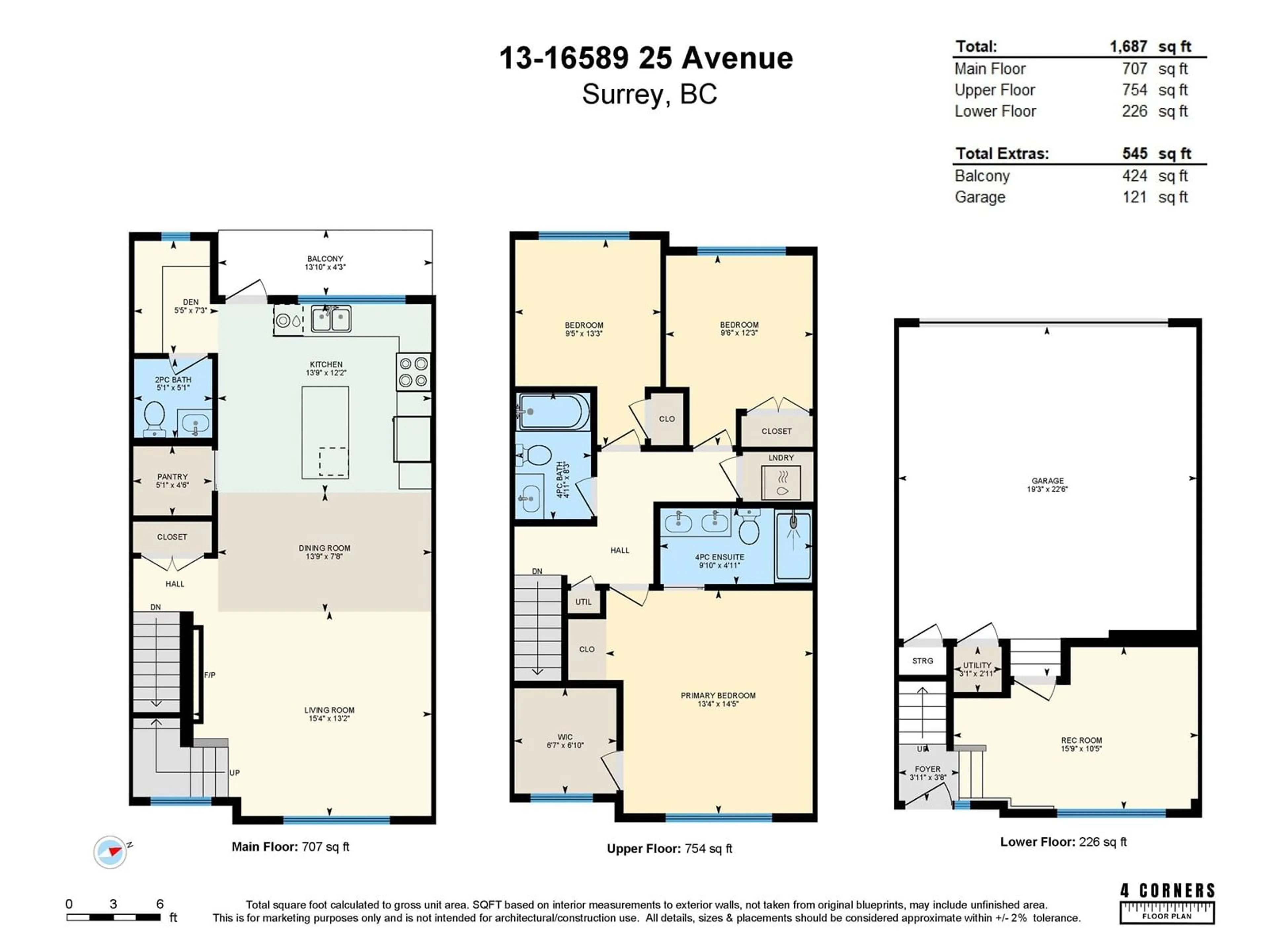 Floor plan for 13 16589 25 AVENUE, Surrey British Columbia V3Z1H5