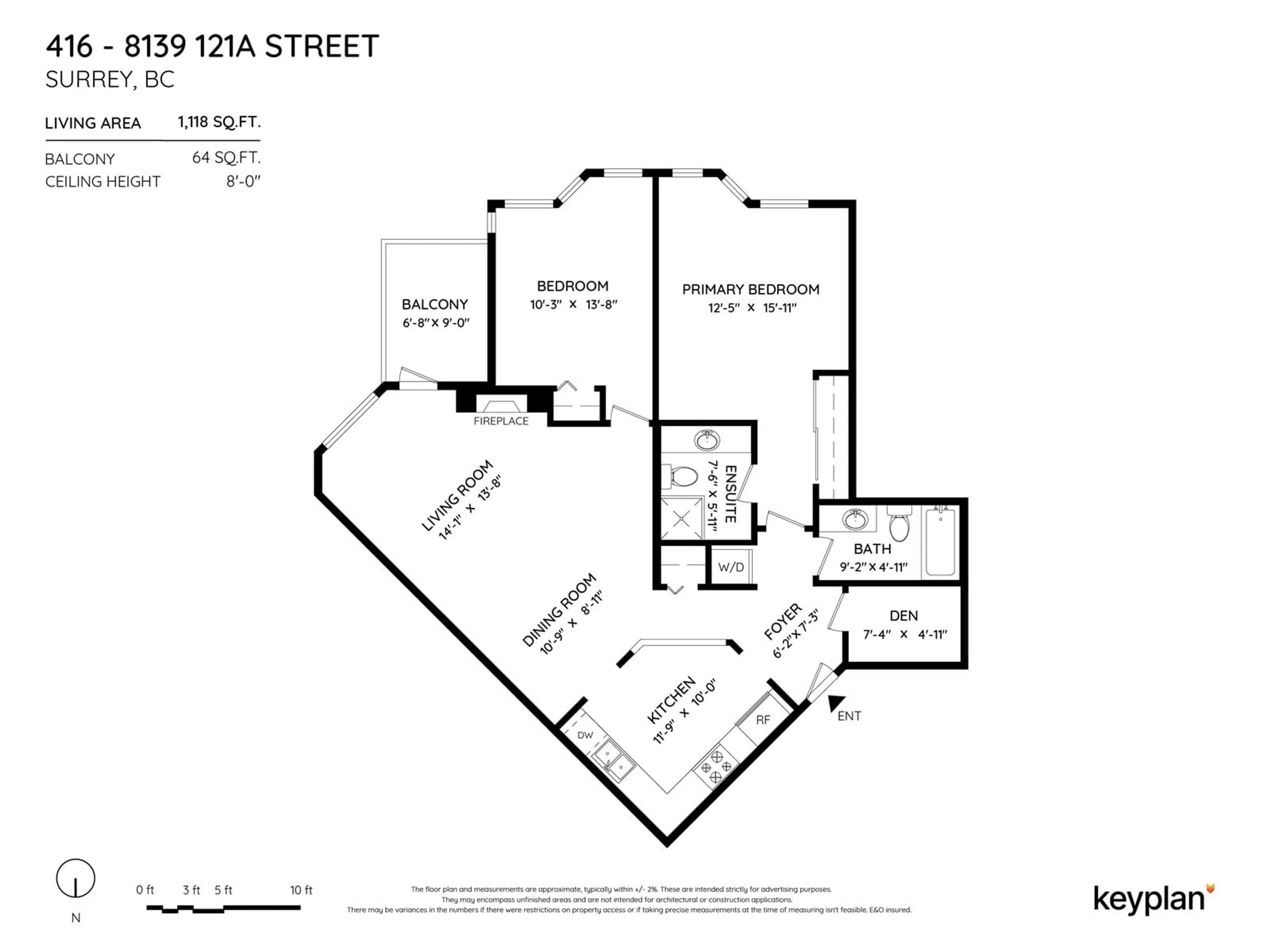 Floor plan for 416 8139 121A STREET, Surrey British Columbia V3W0Z2