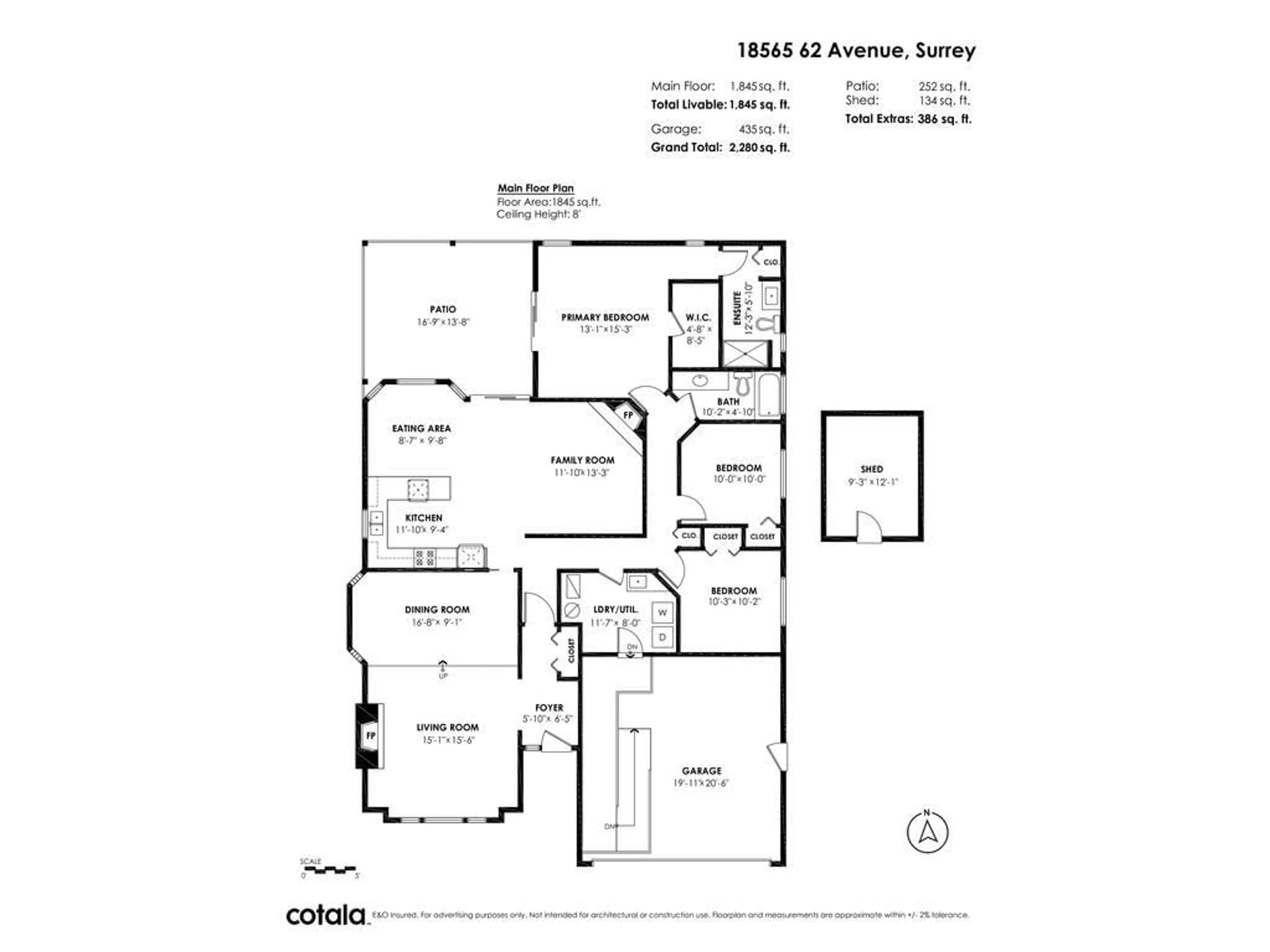 Floor plan for 18565 62 AVENUE, Surrey British Columbia V3S7R1