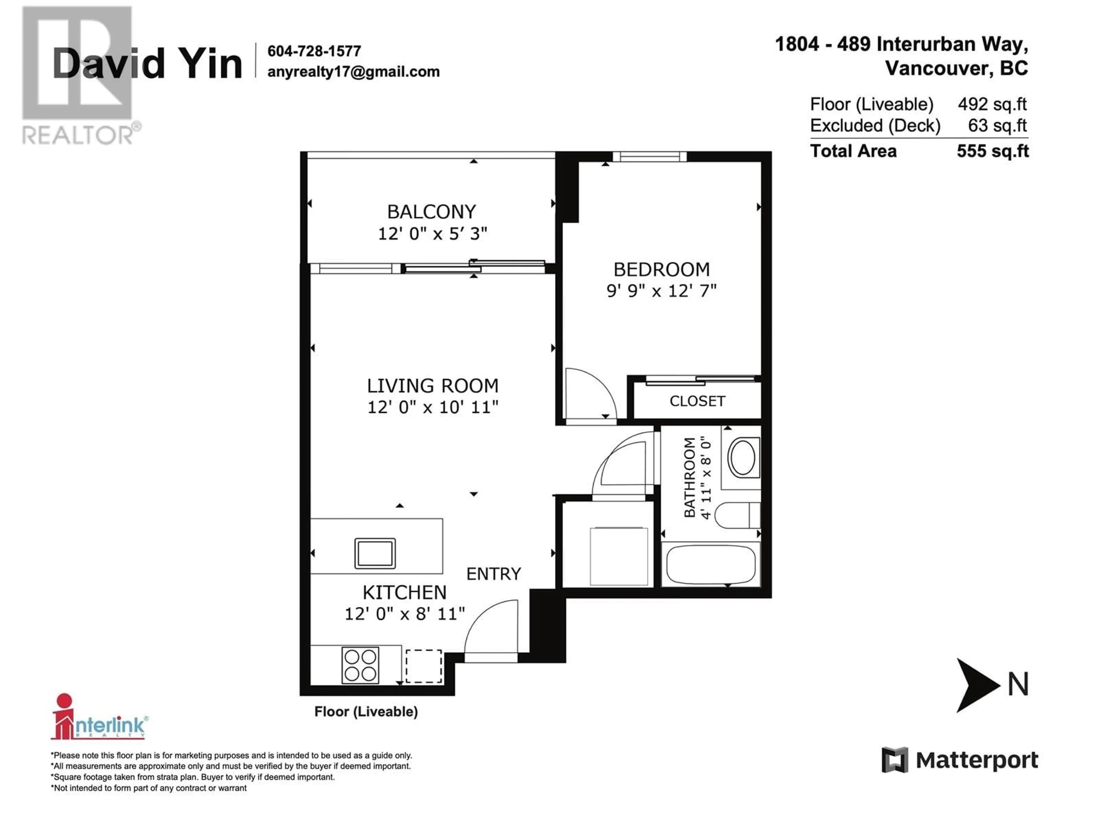 Floor plan for 1804 489 INTERURBAN WAY, Vancouver British Columbia V5X0C7