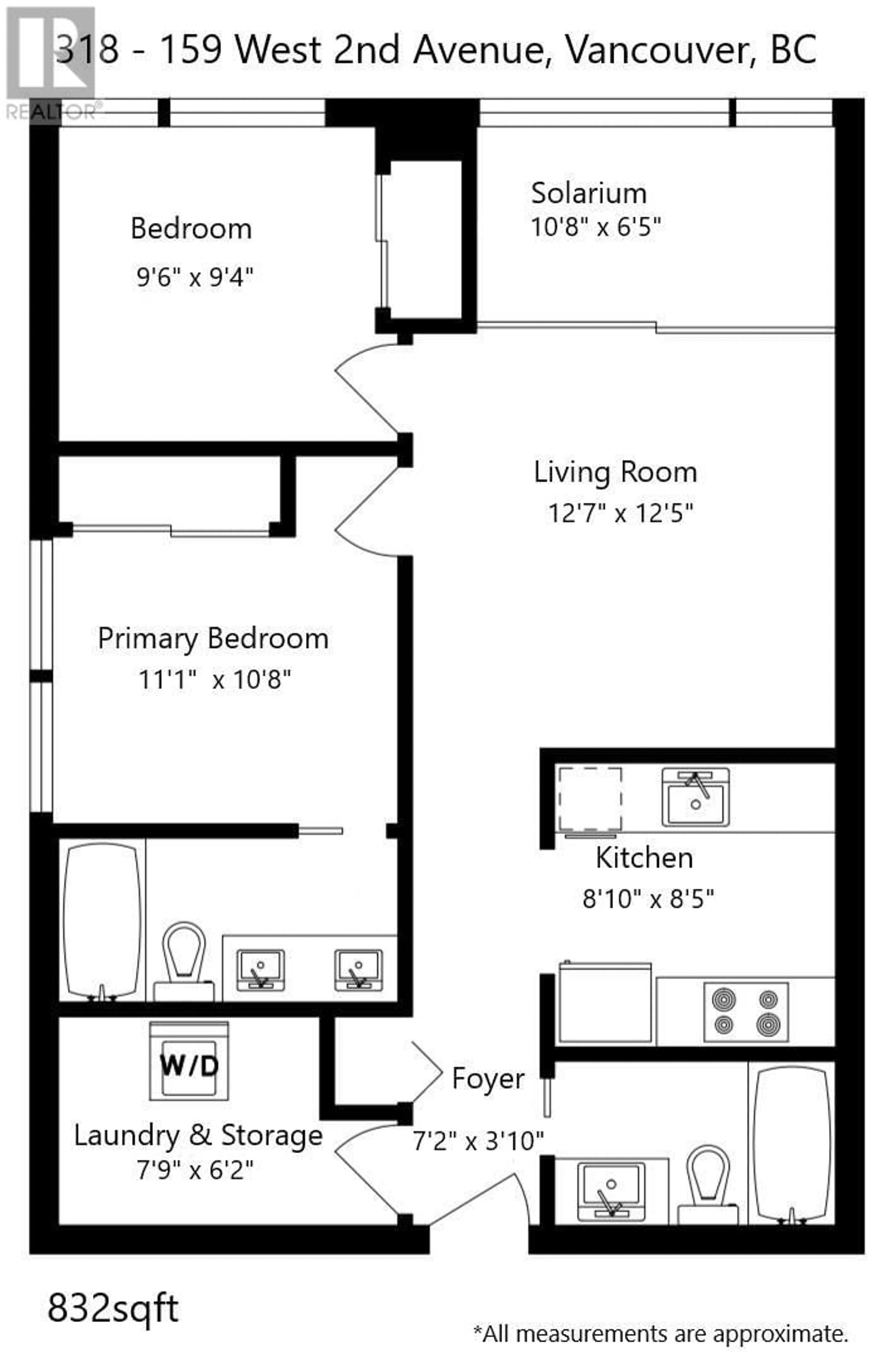 Floor plan for 318 159 W 2ND AVENUE, Vancouver British Columbia V5Y0L8