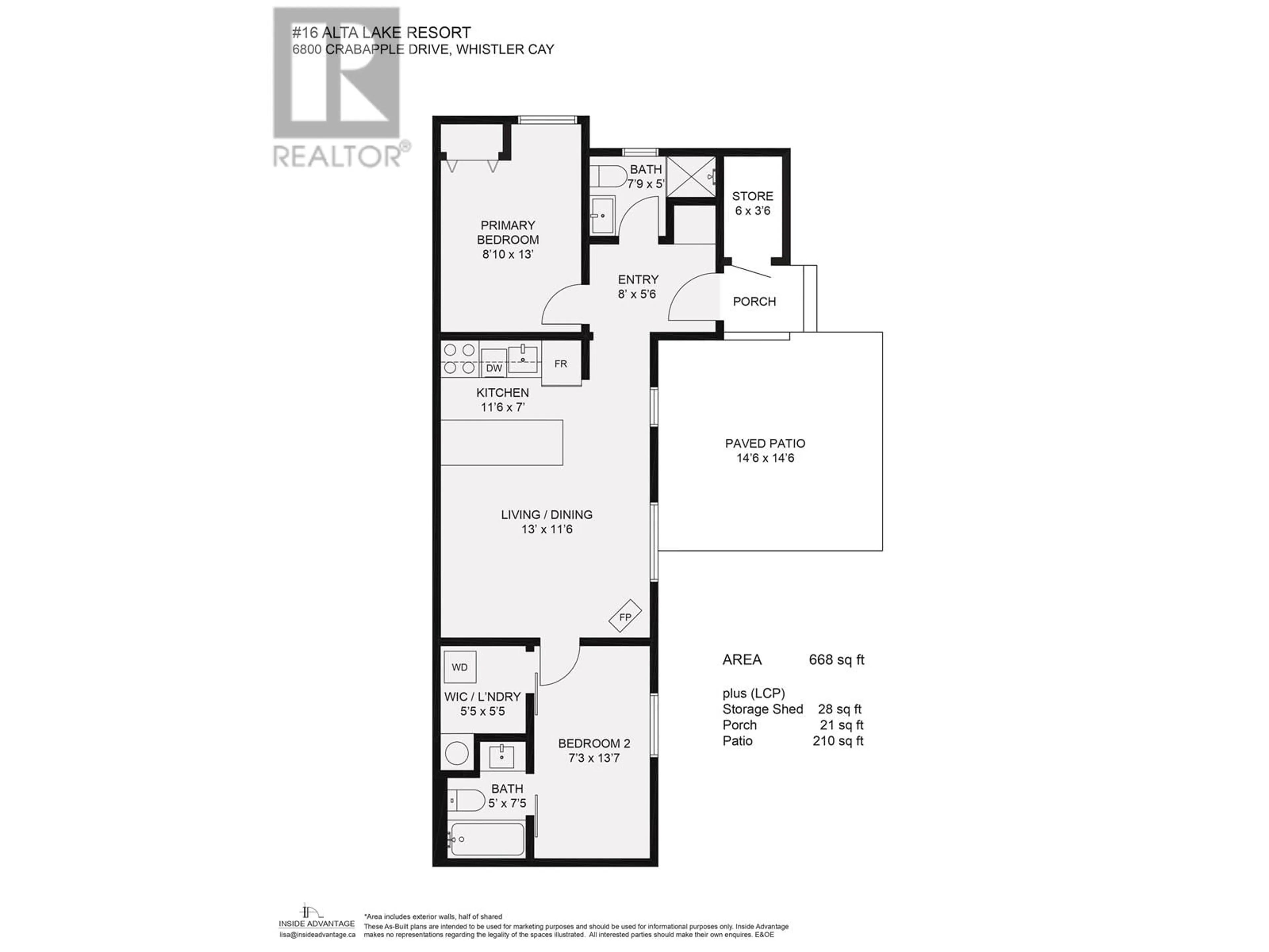 Floor plan for 16 6800 CRABAPPLE DRIVE, Whistler British Columbia V8E0C5