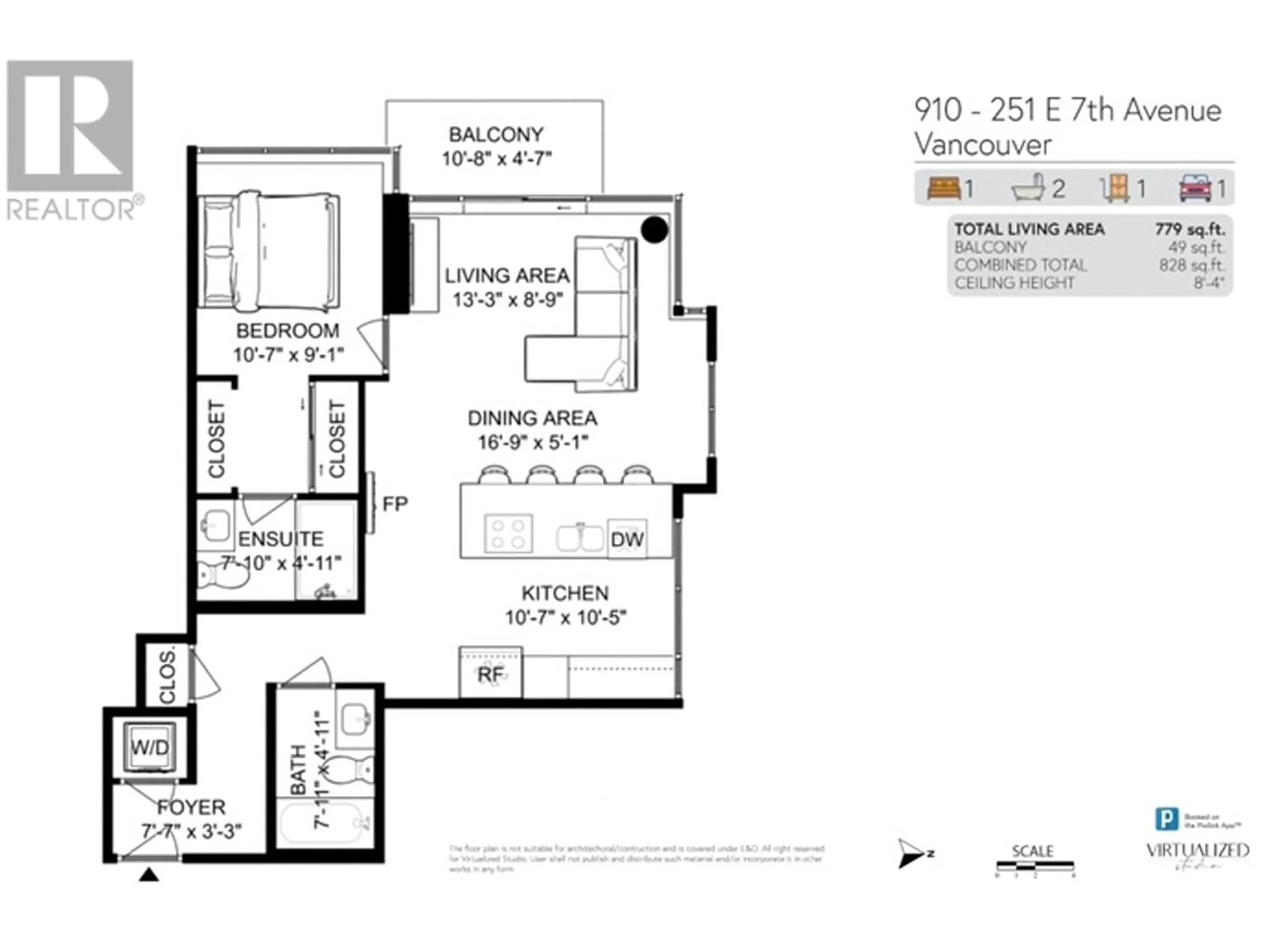 Floor plan for 910 251 E 7TH AVENUE, Vancouver British Columbia V5T0B9