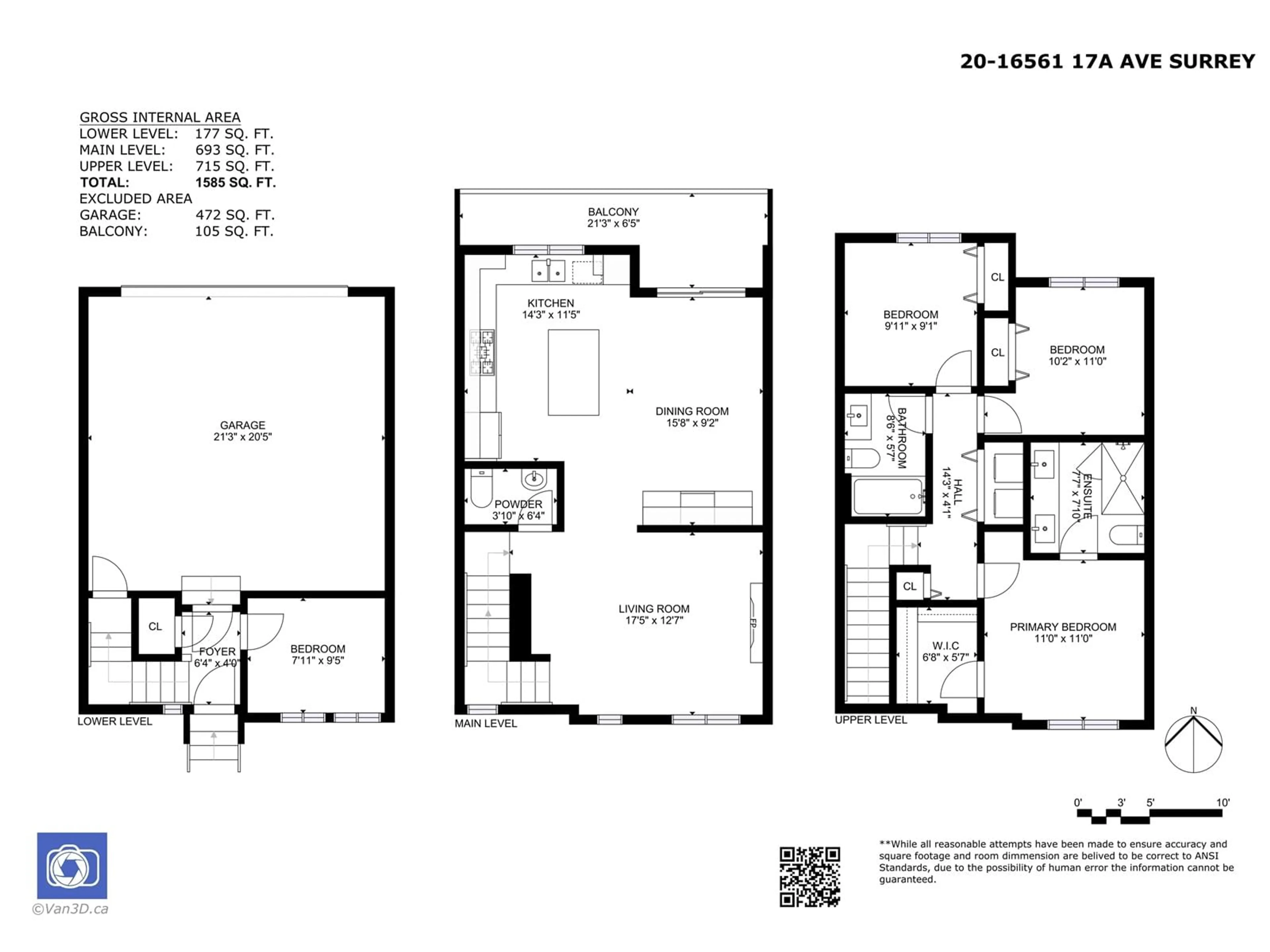 Floor plan for 20 16561 17A AVENUE, Surrey British Columbia V3Z1J3