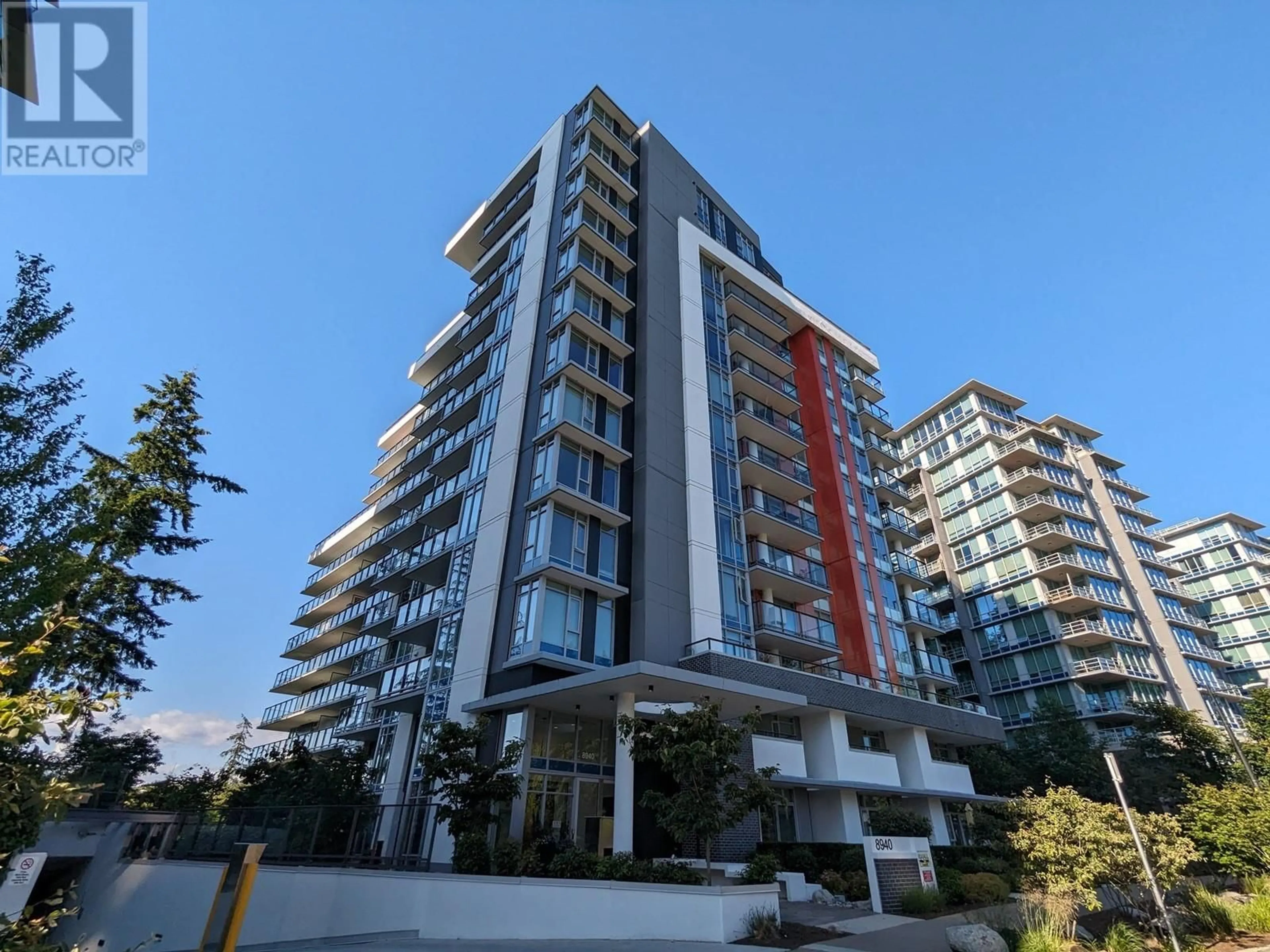 A pic from exterior of the house or condo, the front or back of building for 801 8940 UNIVERSITY CRESCENT, Burnaby British Columbia V5A4Y8