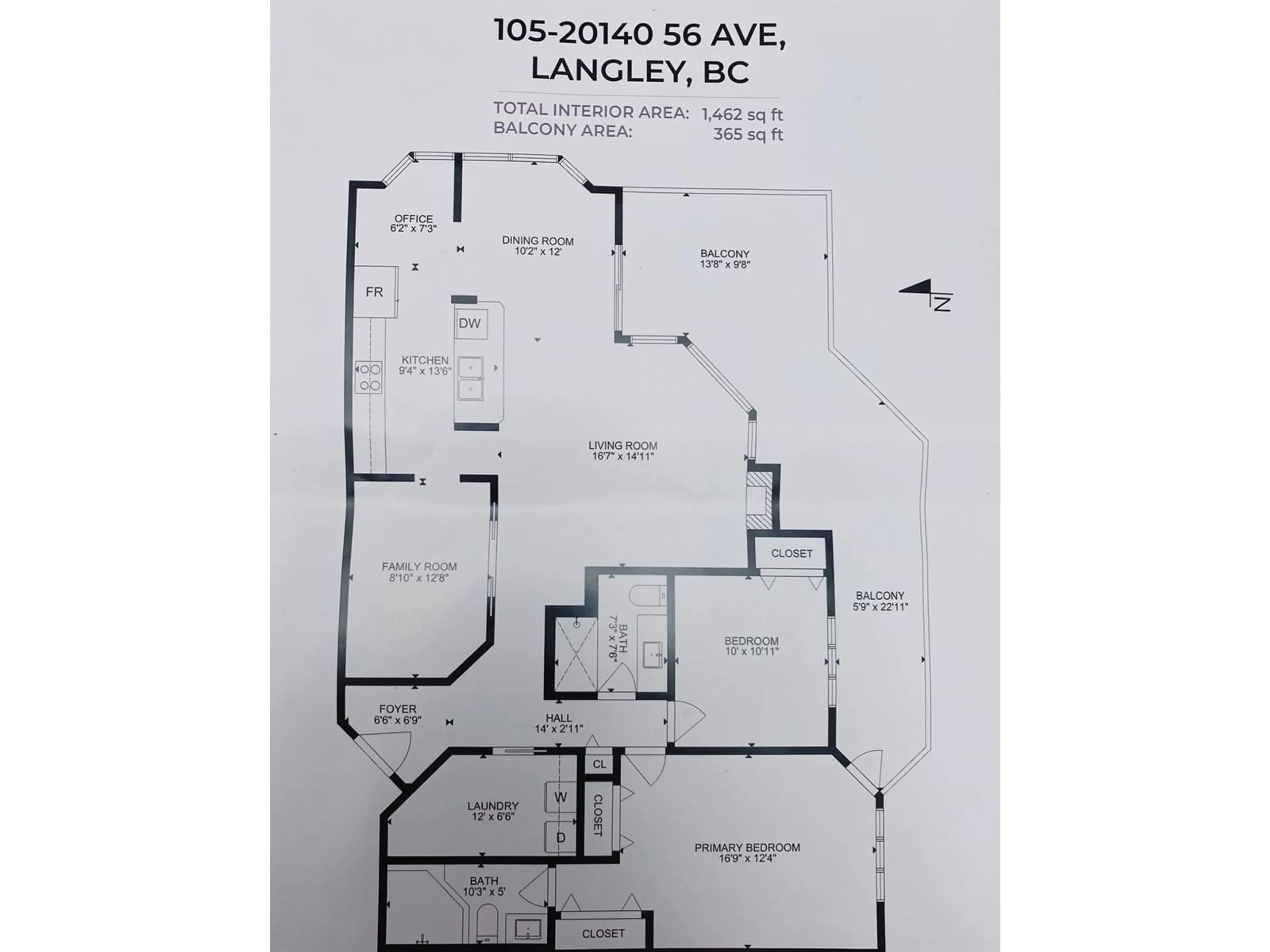 Floor plan for 105 20140 56 AVENUE, Langley British Columbia V3A3Y4