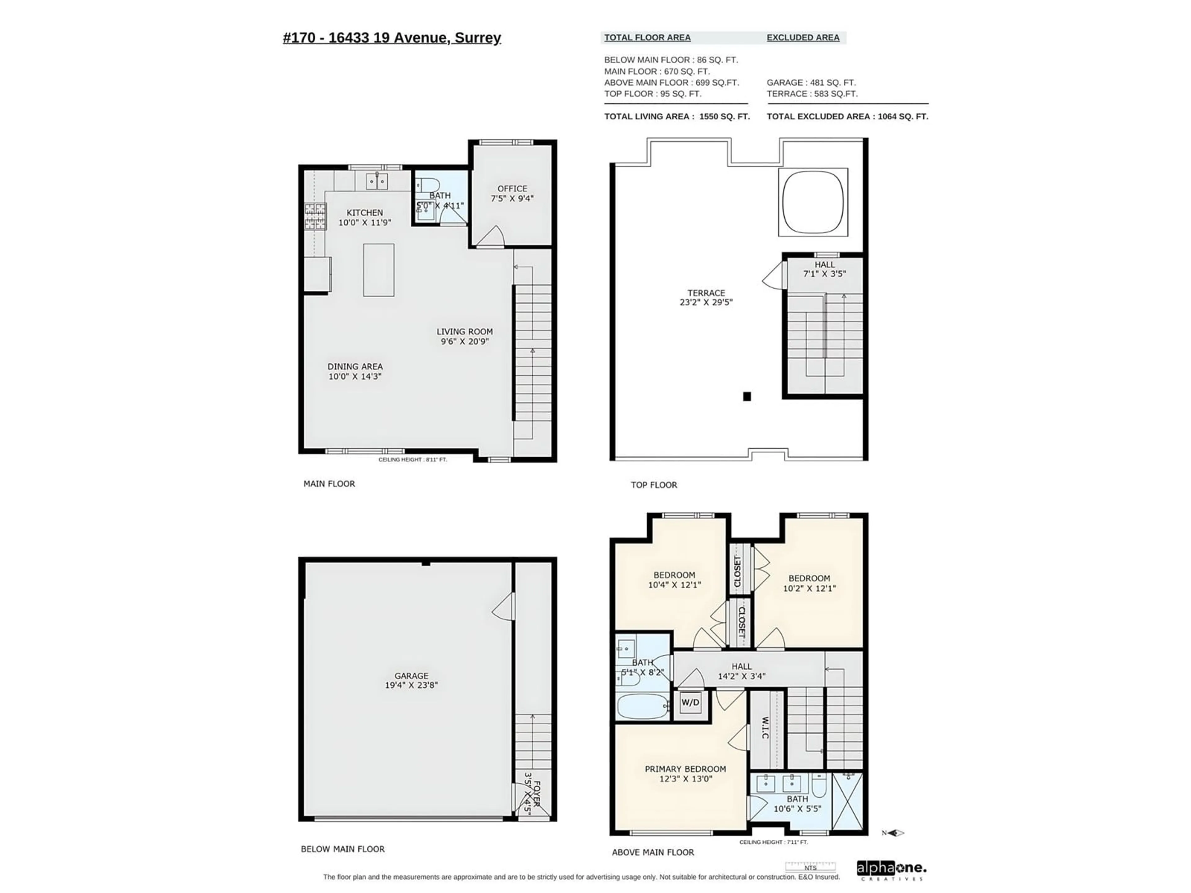 Floor plan for 170 16433 19 AVENUE, Surrey British Columbia V3Z0Z1