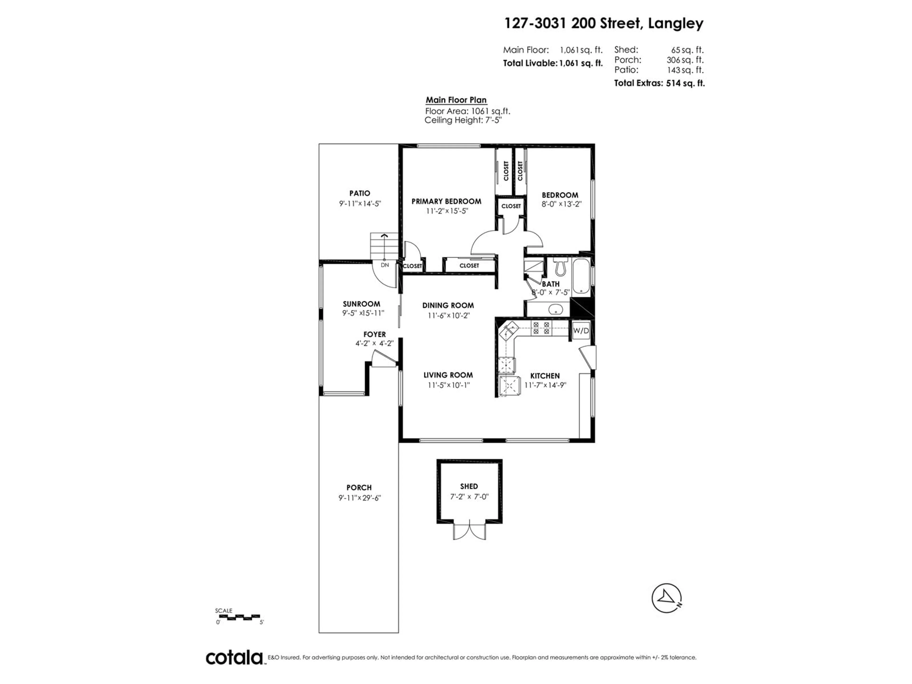 Floor plan for 127 3031 200 STREET, Langley British Columbia V3A4P5