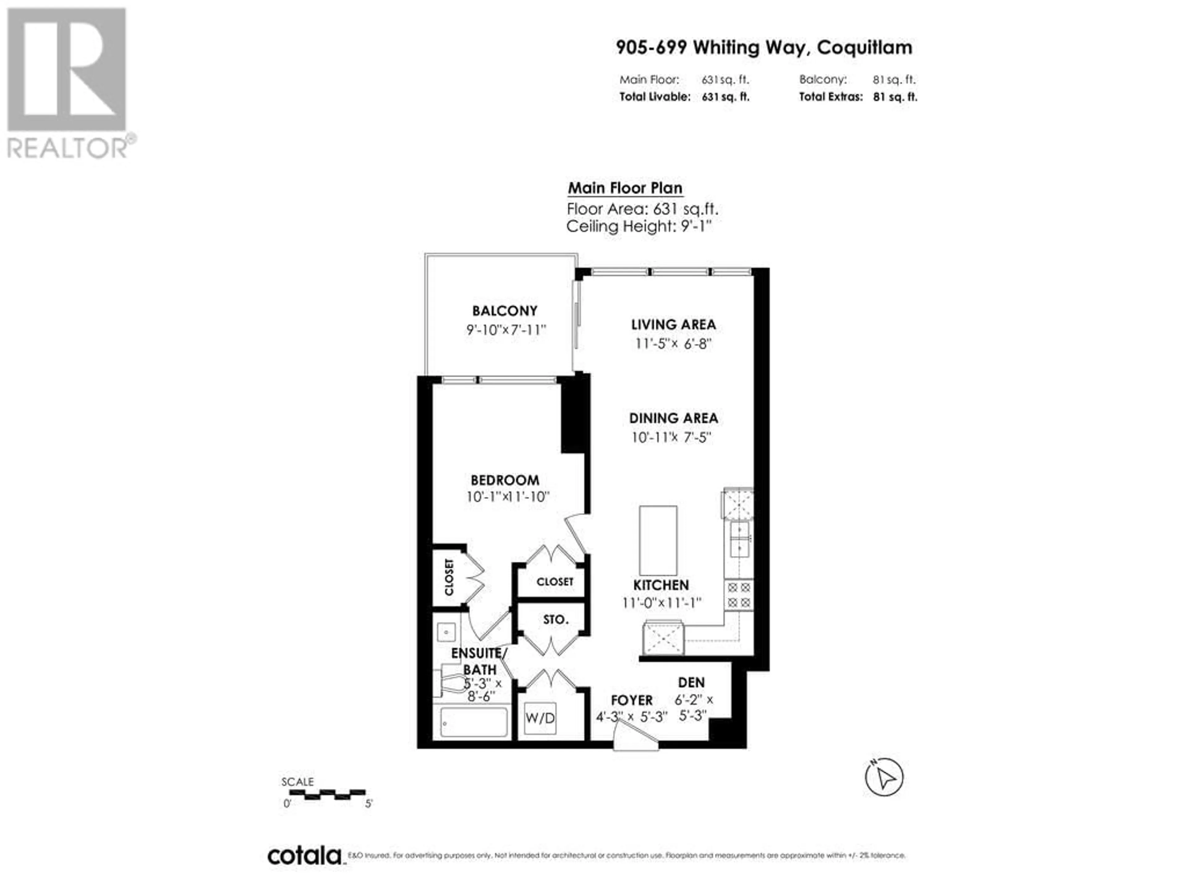 Floor plan for 905 699 WHITING WAY, Coquitlam British Columbia V3J0N7