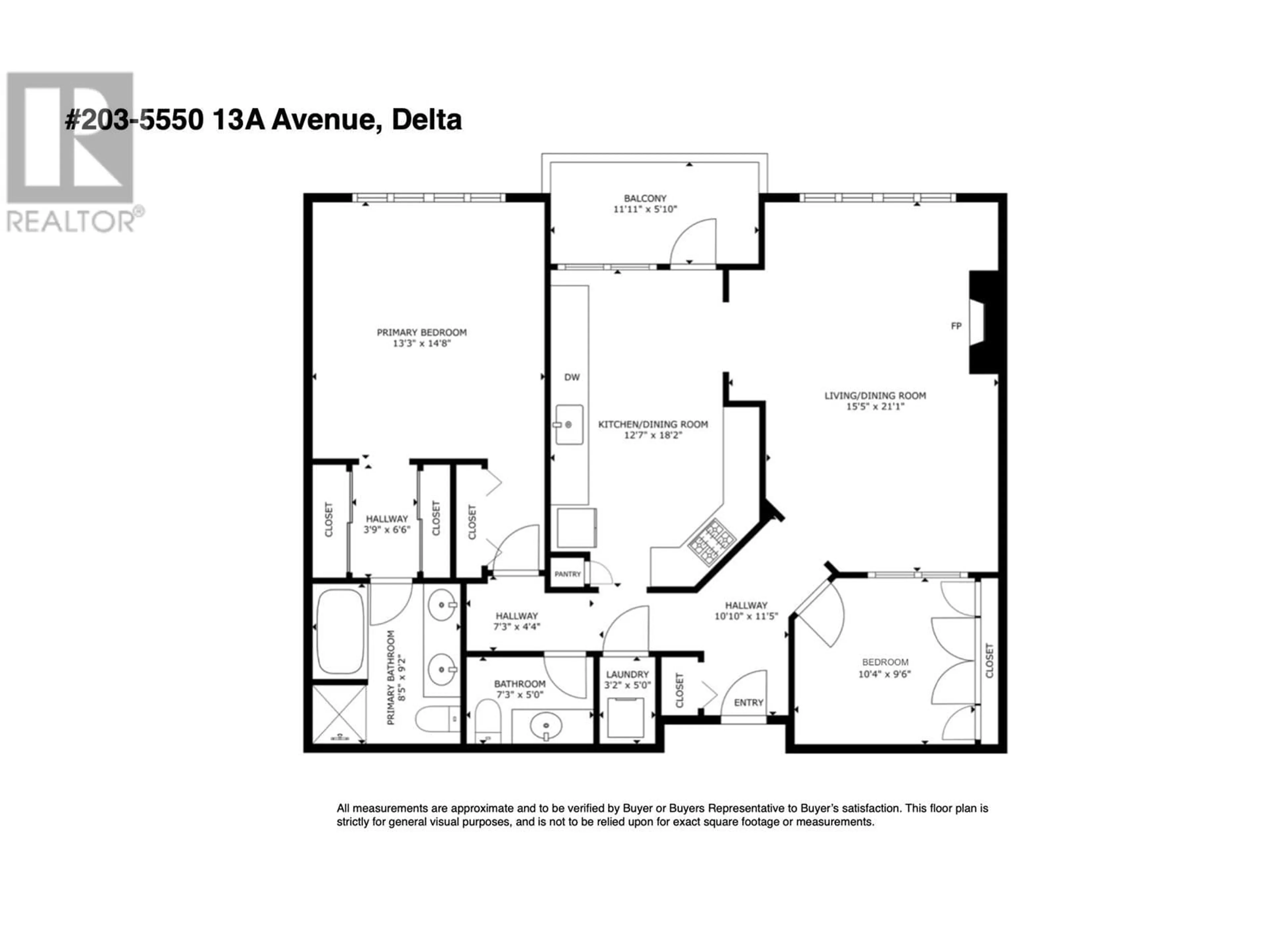 Floor plan for 203 5500 13A AVENUE, Delta British Columbia V4M2E7
