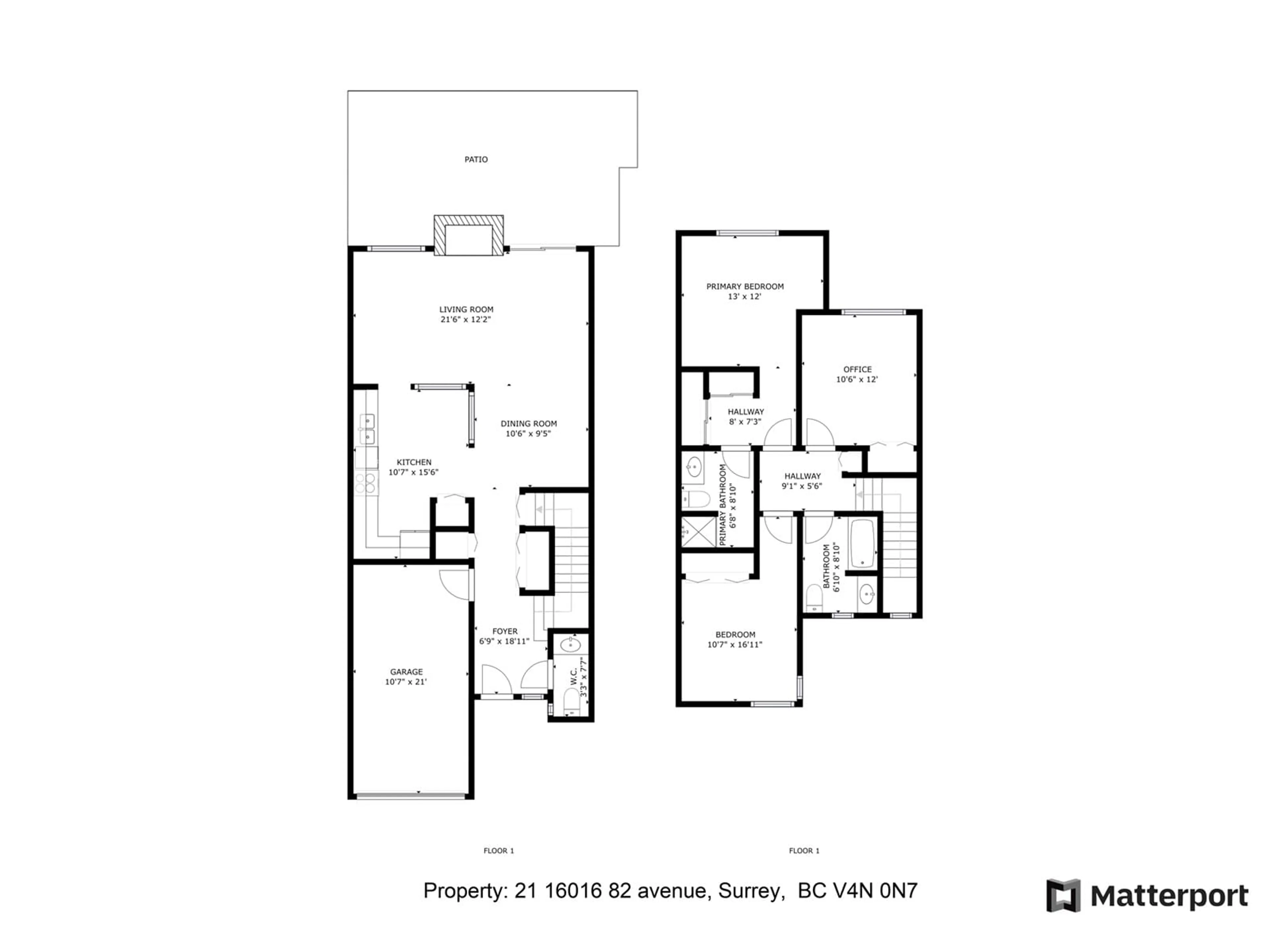 Floor plan for 21 16016 82 AVENUE, Surrey British Columbia V4N0N7
