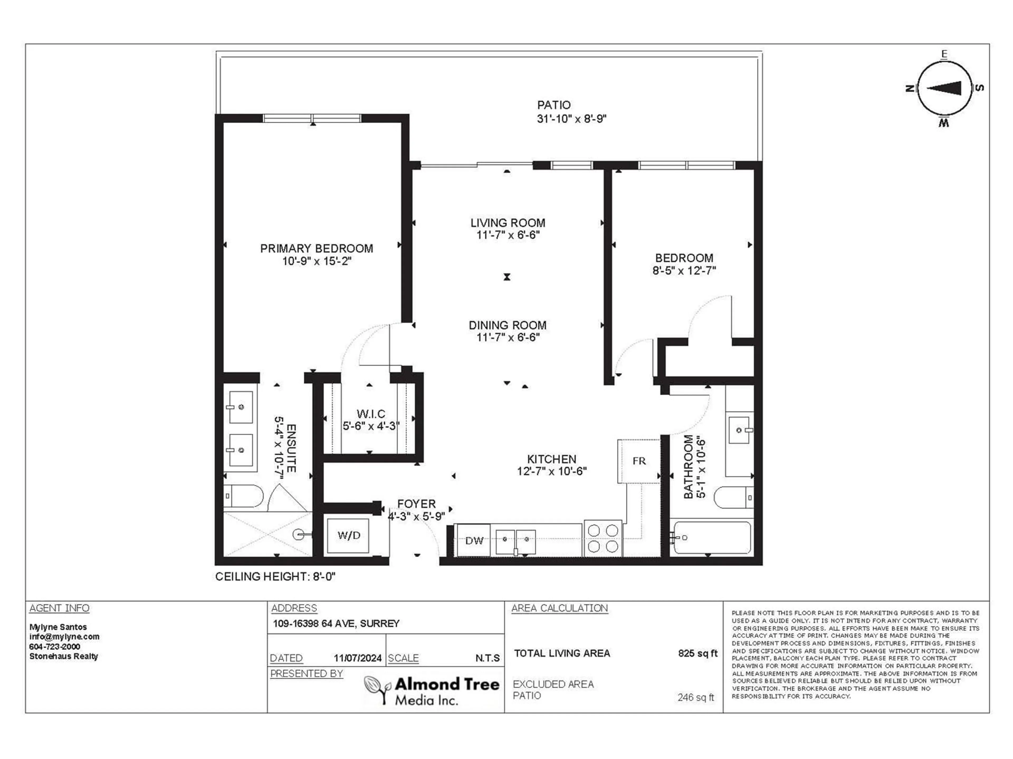 Floor plan for 109 16398 64 AVENUE, Surrey British Columbia V3S6X6