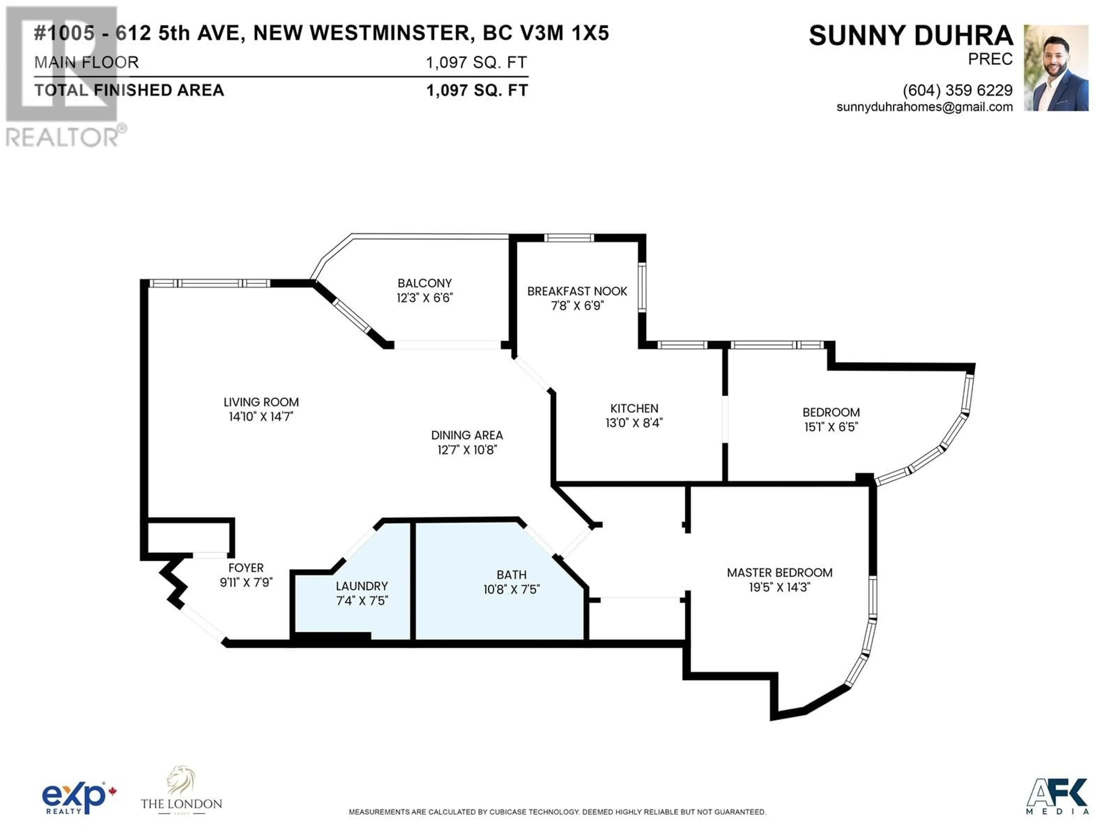 Floor plan for 1005 612 FIFTH AVENUE, New Westminster British Columbia V3M1X5