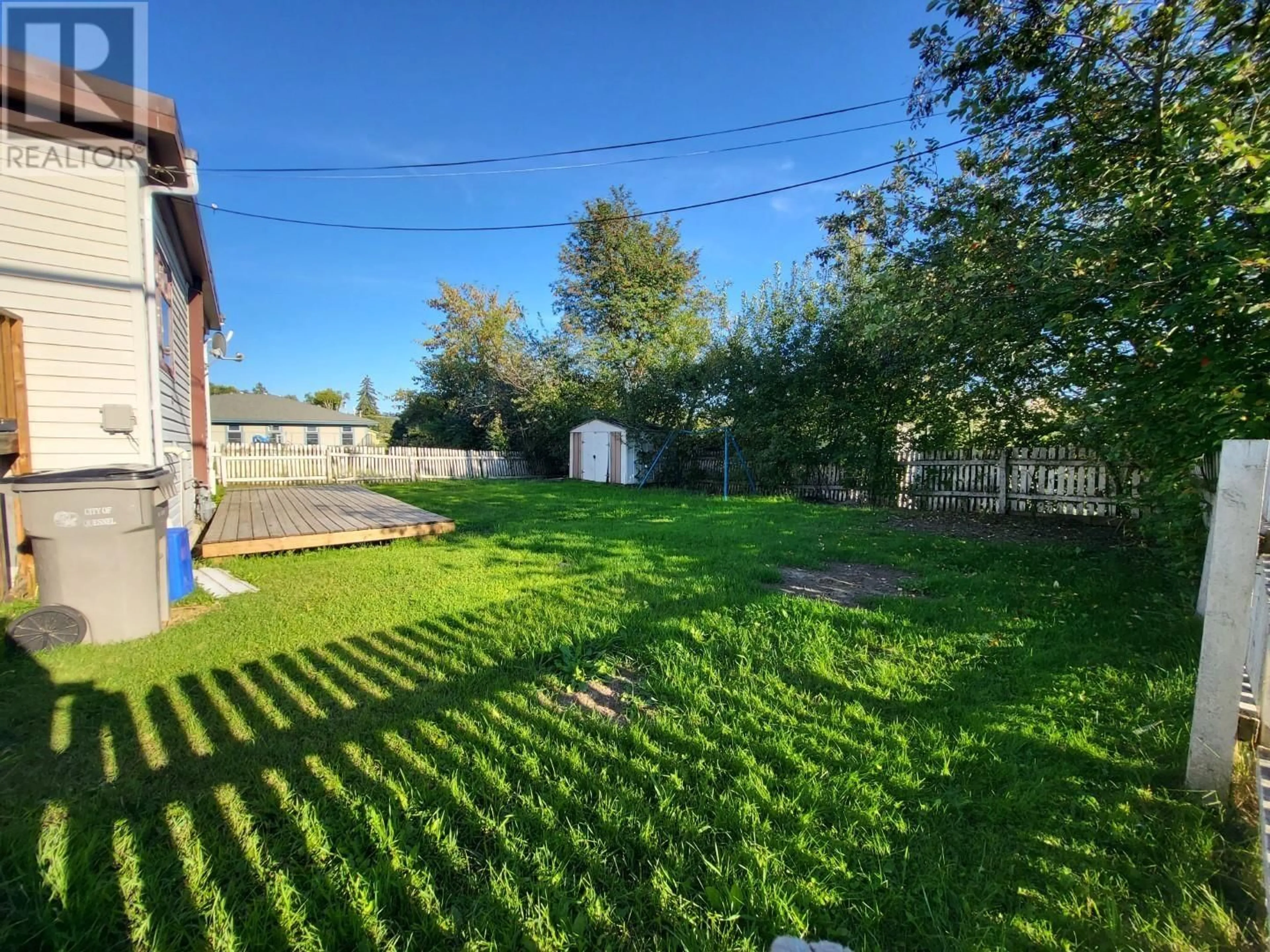 Patio, the fenced backyard for 424 BOWRON AVENUE, Quesnel British Columbia V2J2H5