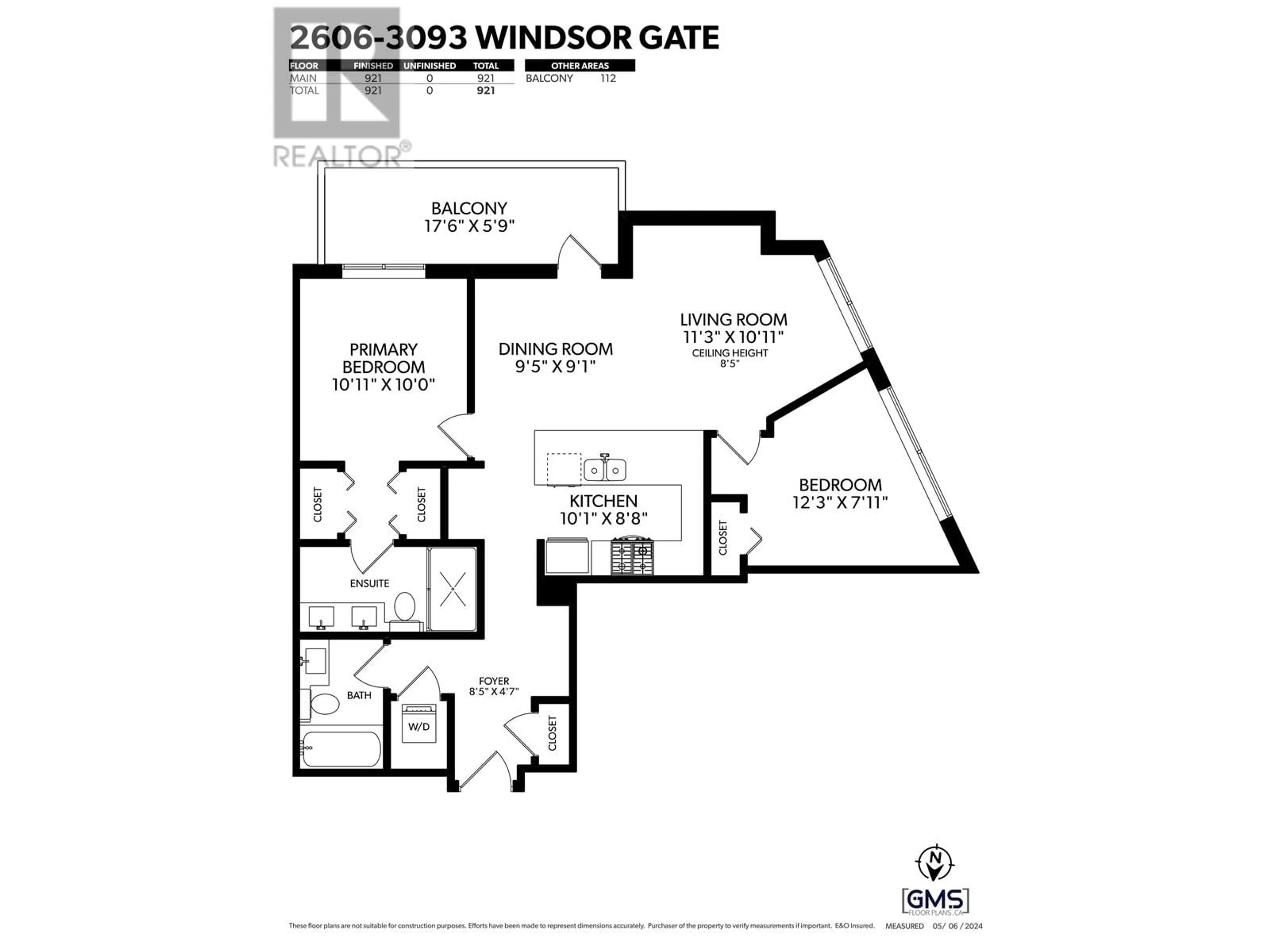 Floor plan for 2606 3093 WINDSOR GATE, Coquitlam British Columbia V3B0N2