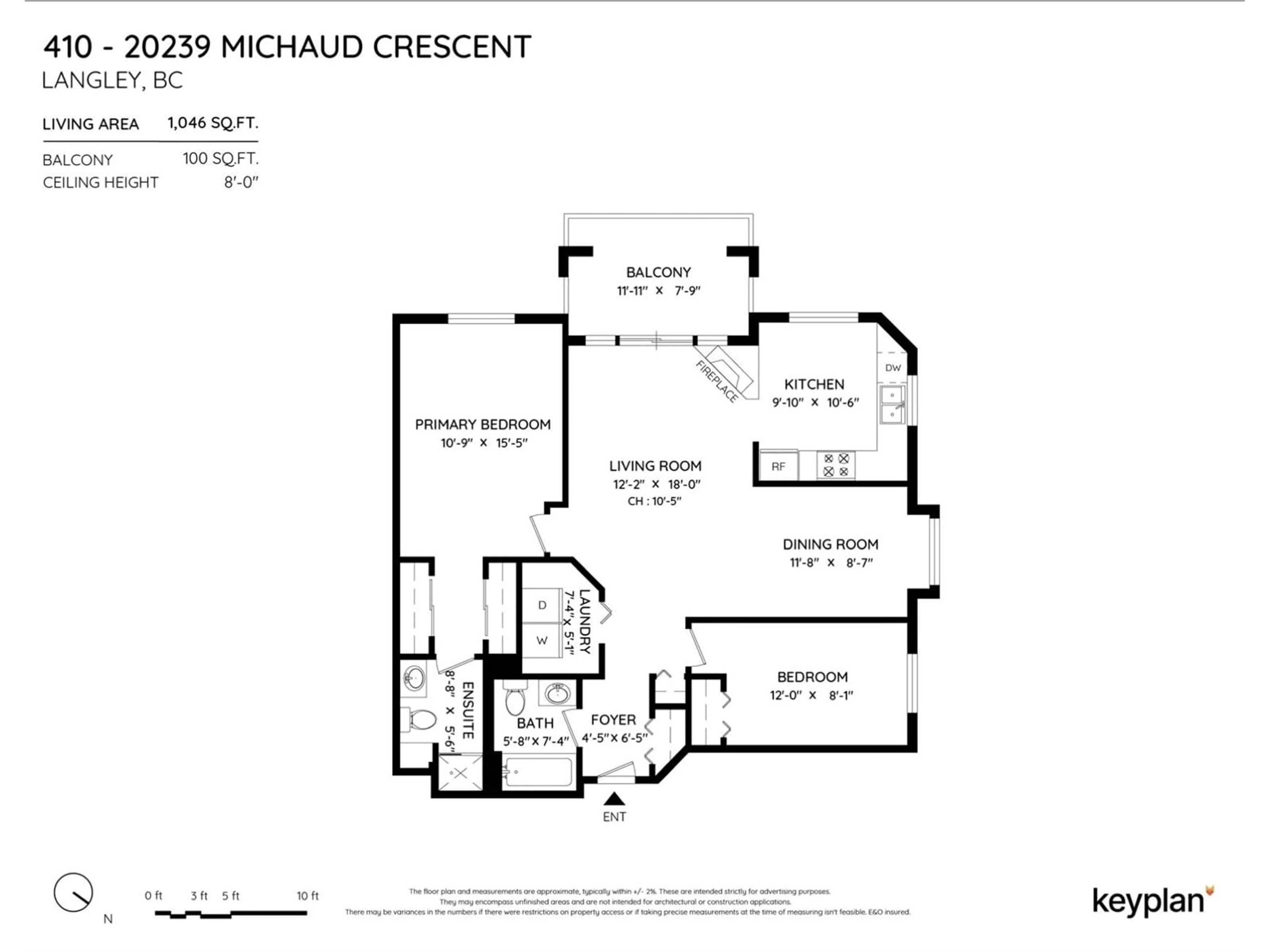 Floor plan for 410 20239 MICHAUD CRESCENT, Langley British Columbia V3A8L1