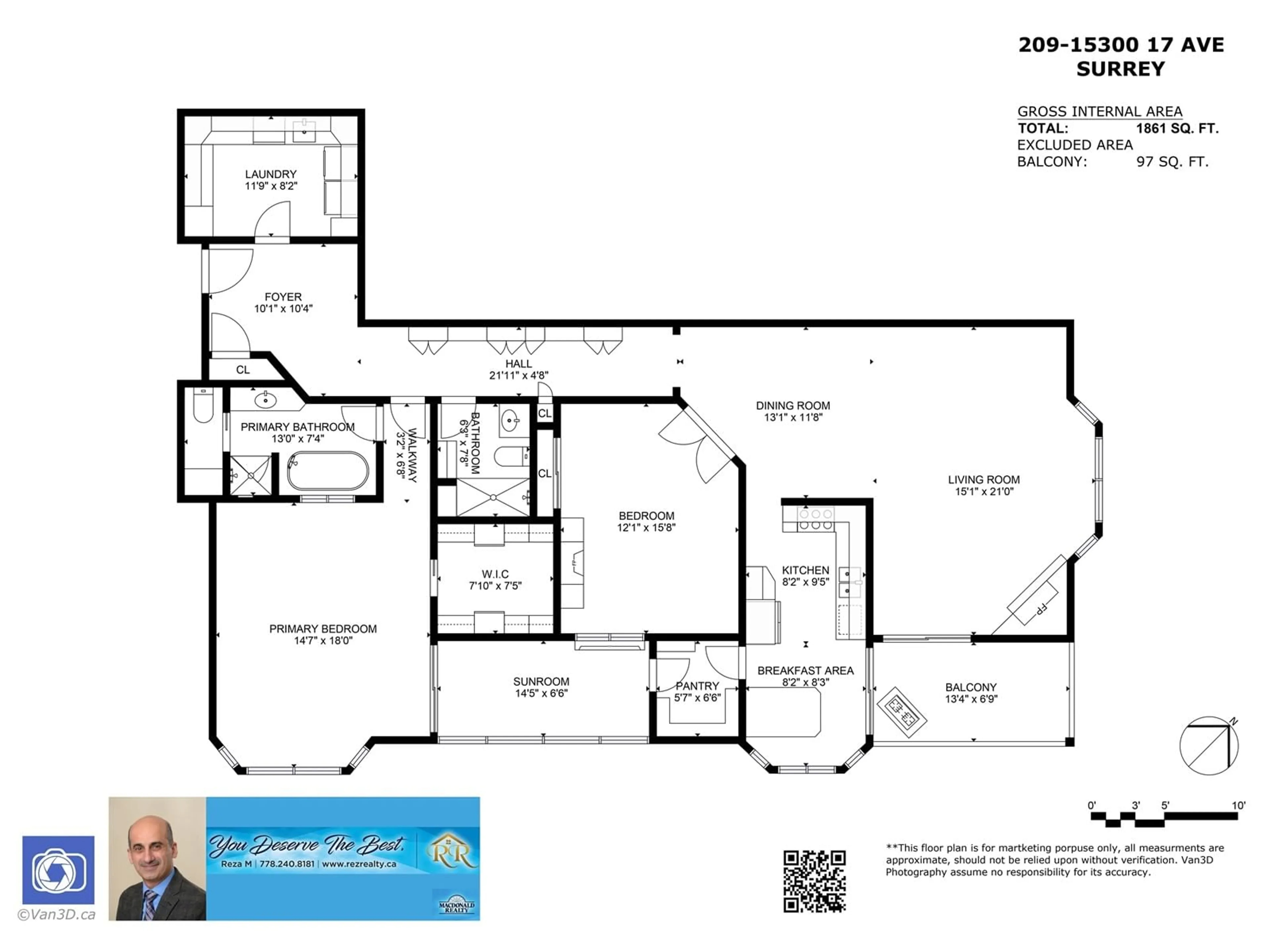 Floor plan for 209 15300 17 AVENUE, Surrey British Columbia V4A8Y6