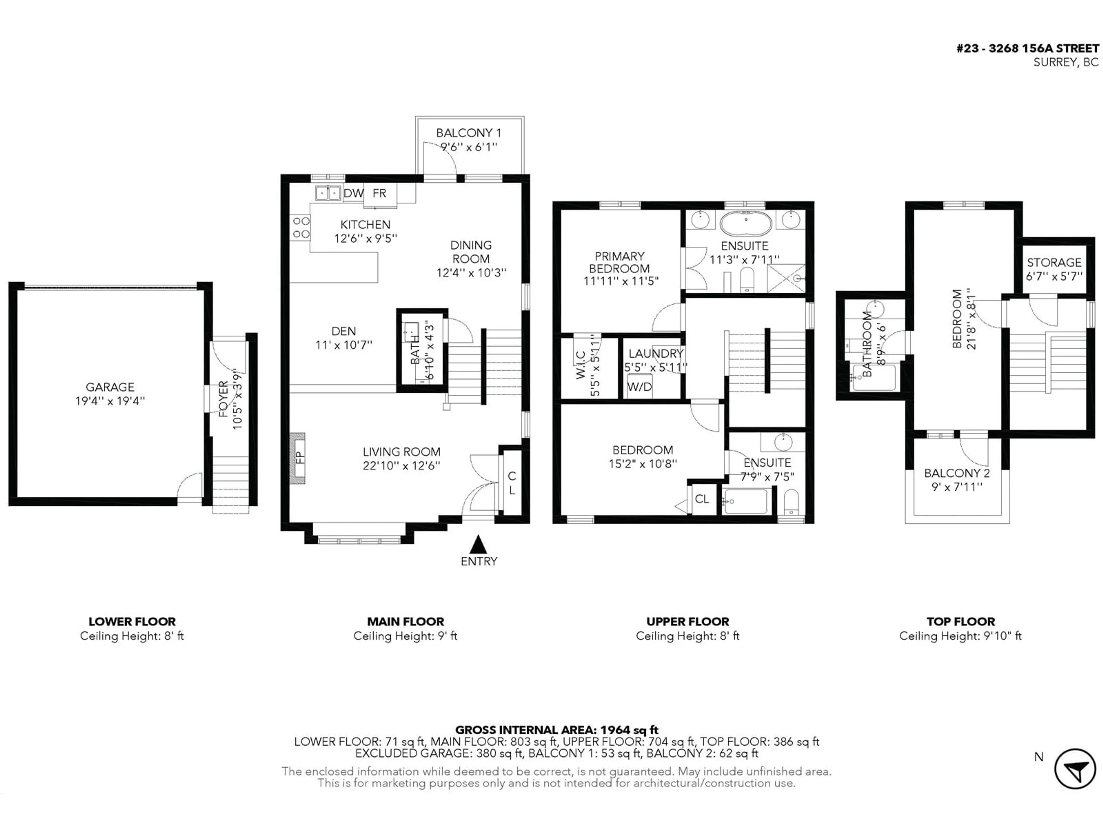 Floor plan for 23 3268 156A STREET, Surrey British Columbia V3Z9T1