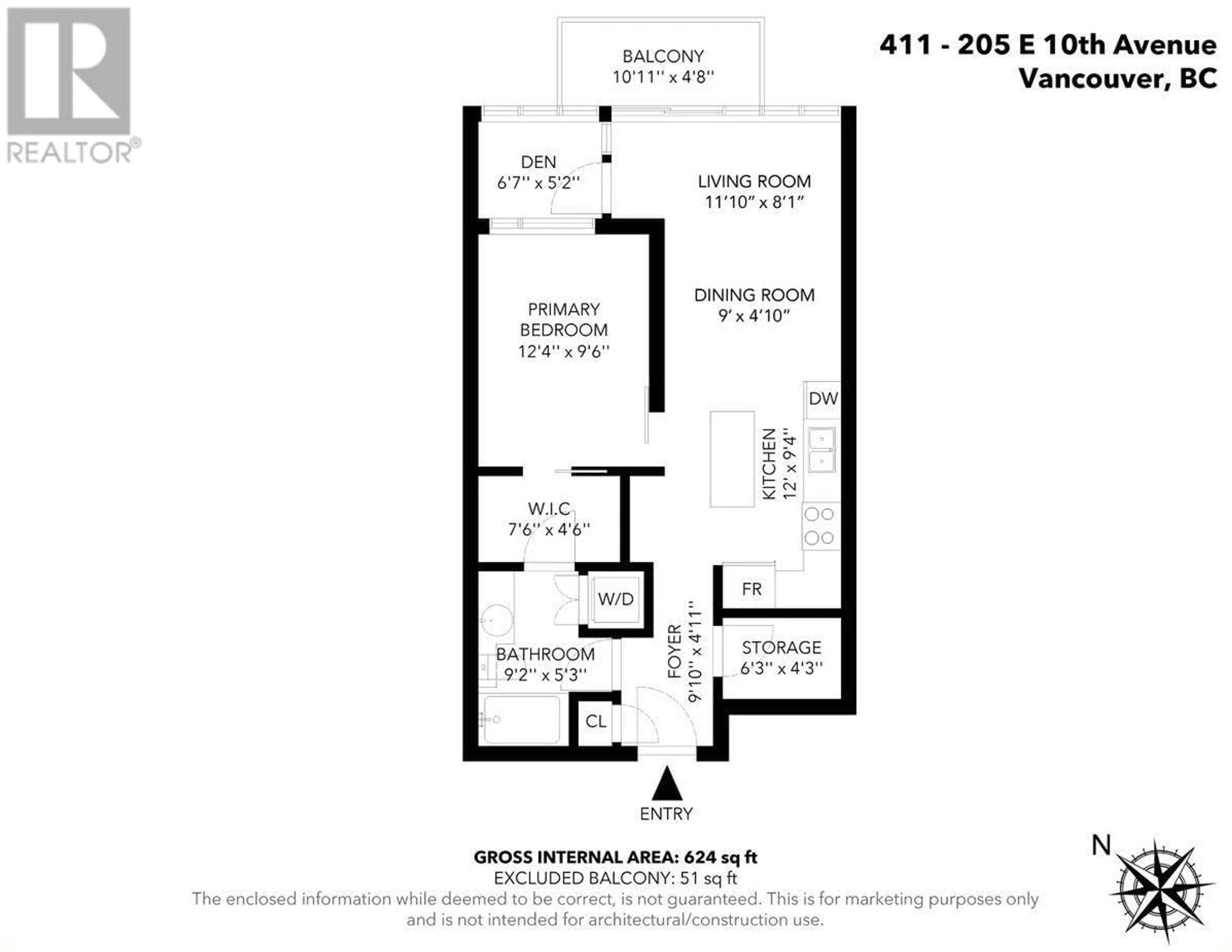 Floor plan for 411 205 E 10TH AVENUE, Vancouver British Columbia V5T4V6
