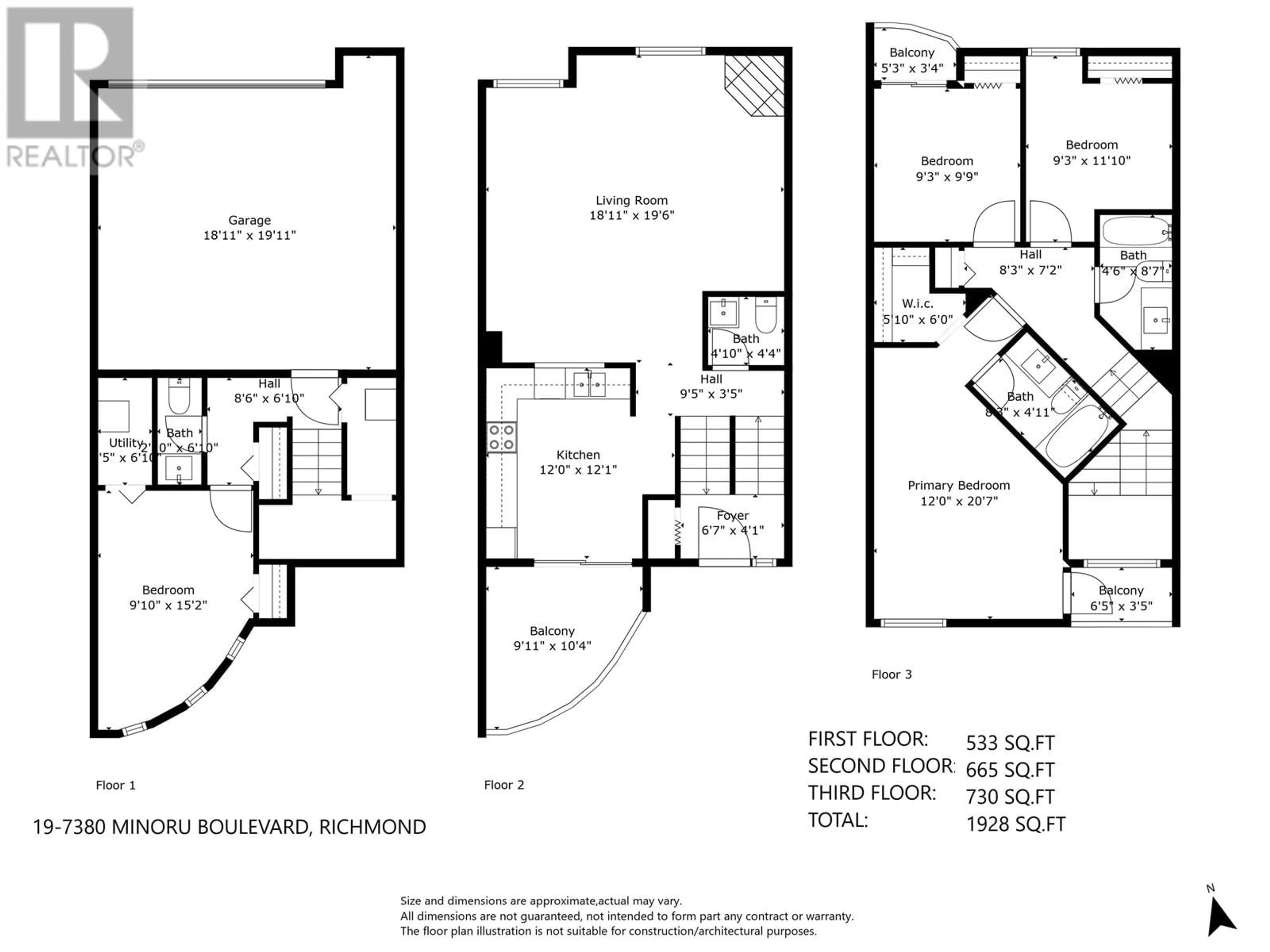 Floor plan for 19 7380 MINORU BOULEVARD, Richmond British Columbia V6Y1Z5