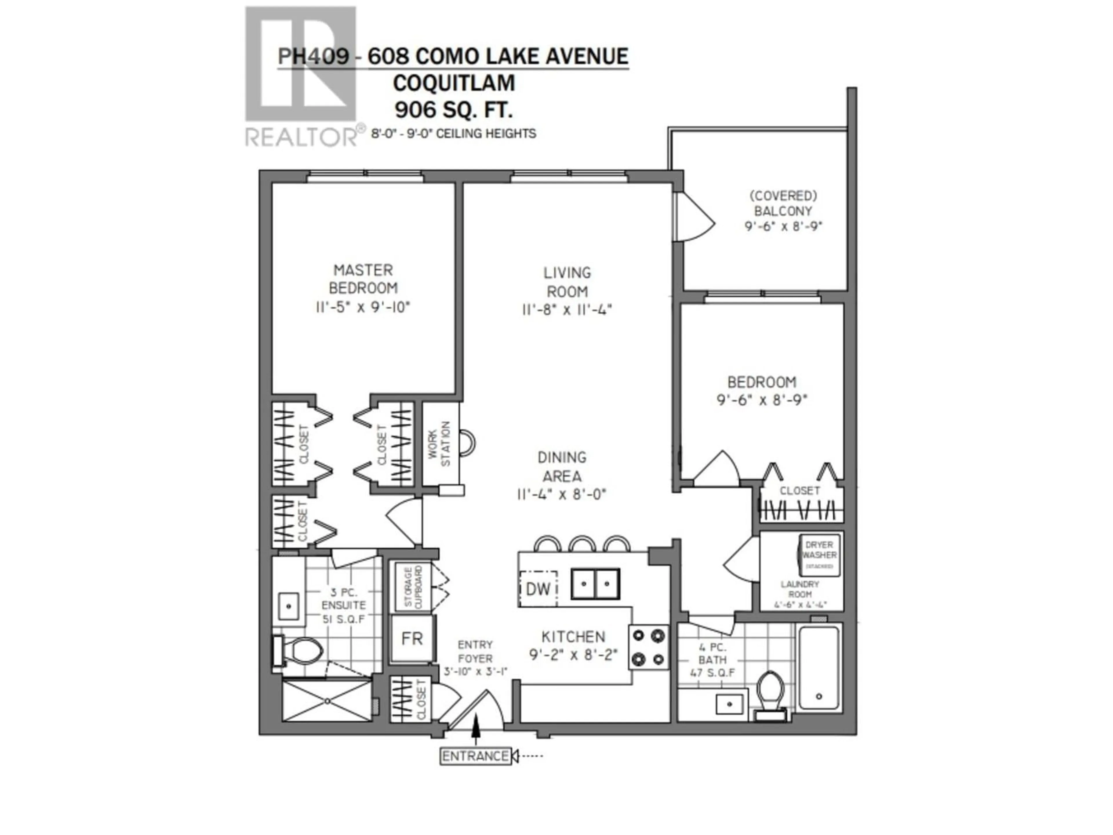 Floor plan for 409 608 COMO LAKE AVENUE, Coquitlam British Columbia V3J0B2