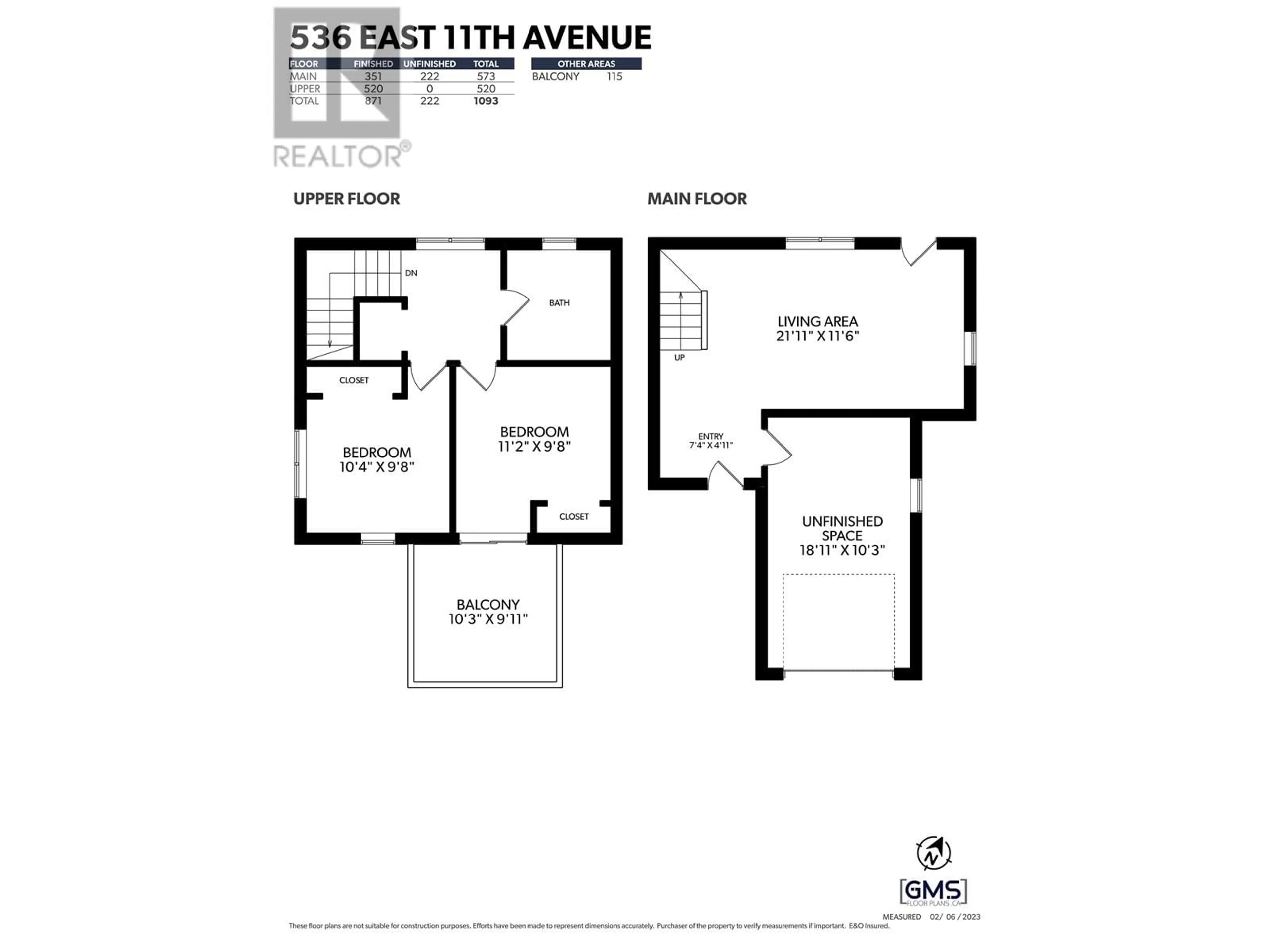 Floor plan for 540 E 11TH AVENUE, Vancouver British Columbia V5T2C9