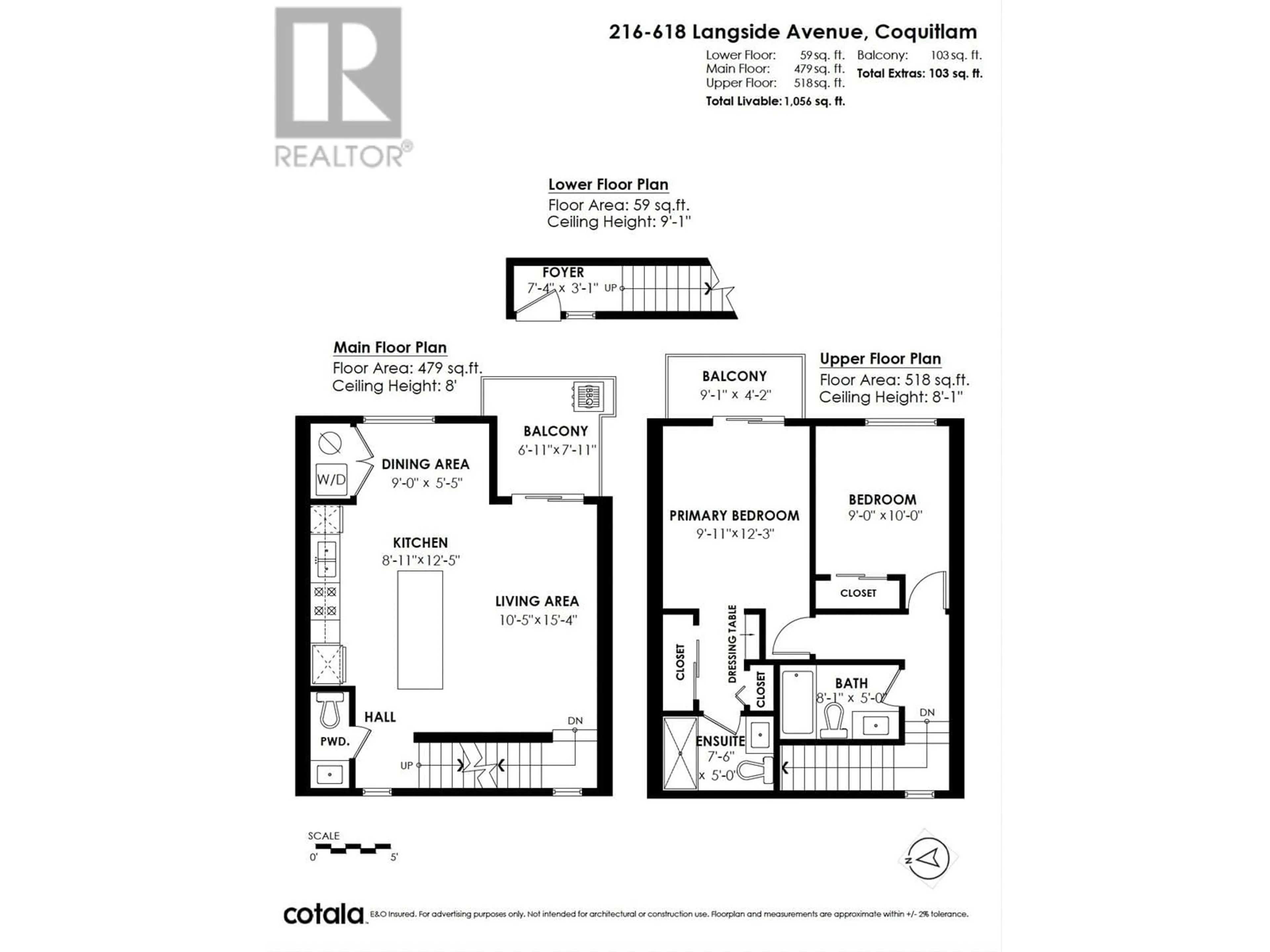 Floor plan for 216 618 LANGSIDE AVENUE, Coquitlam British Columbia V3J0B8